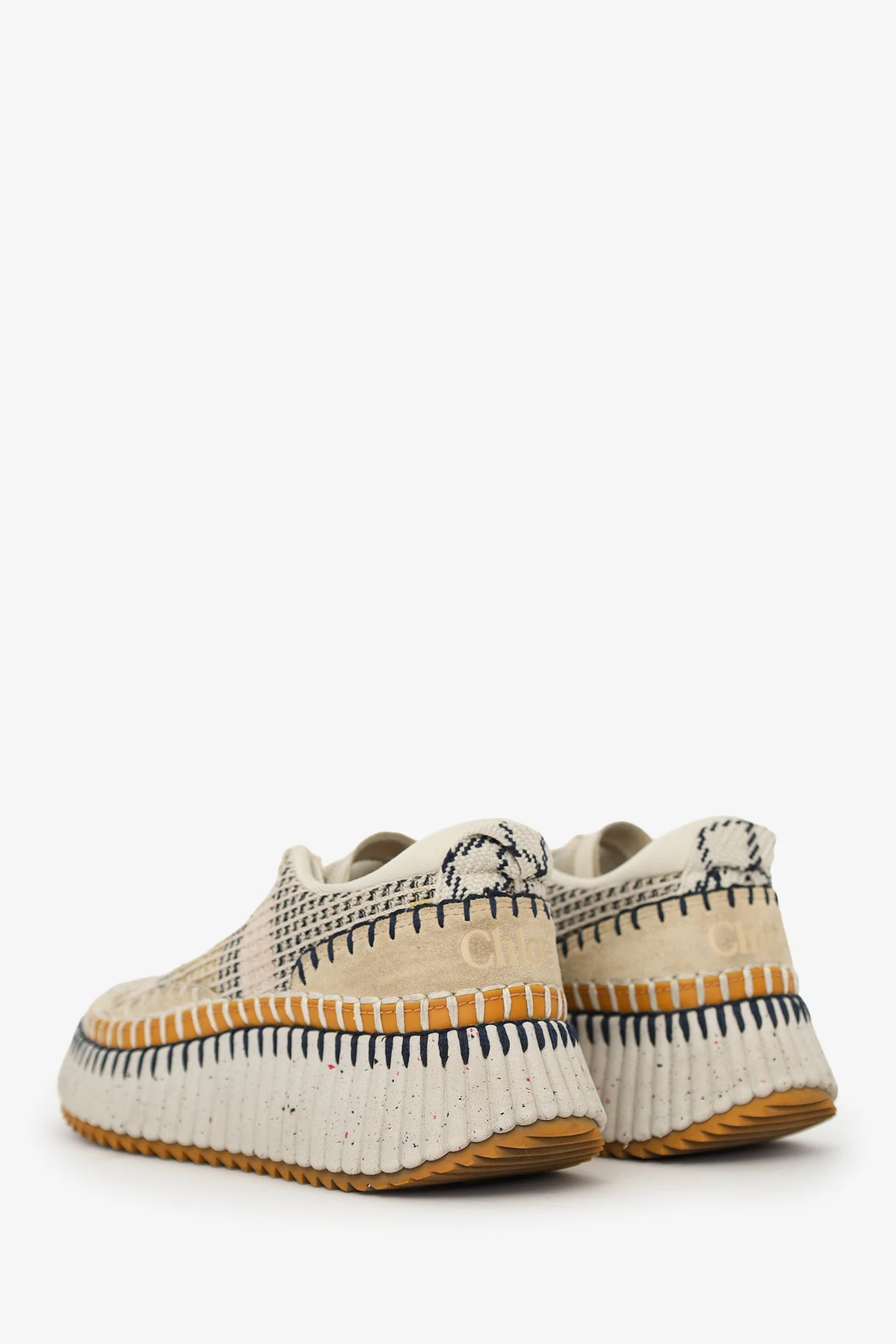 Chloe Beige Multicolour Knit 'Nama' Sneakers Size 36 - Image 4