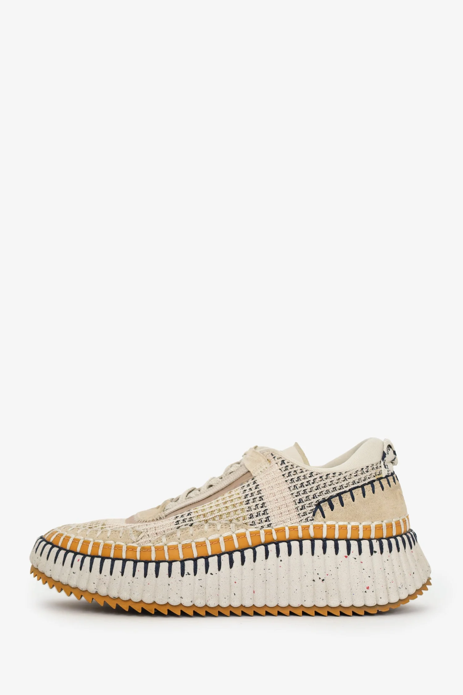 Chloe Beige Multicolour Knit 'Nama' Sneakers Size 36 - Image 5