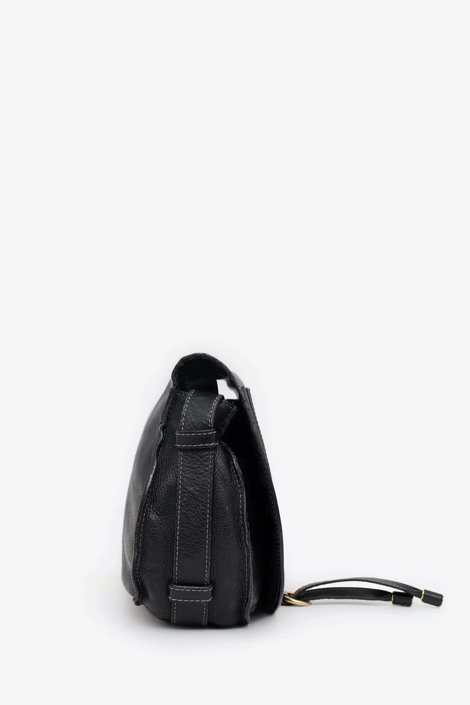 Chloe Black Grained Leather Marcie Saddle Bag - Image 3