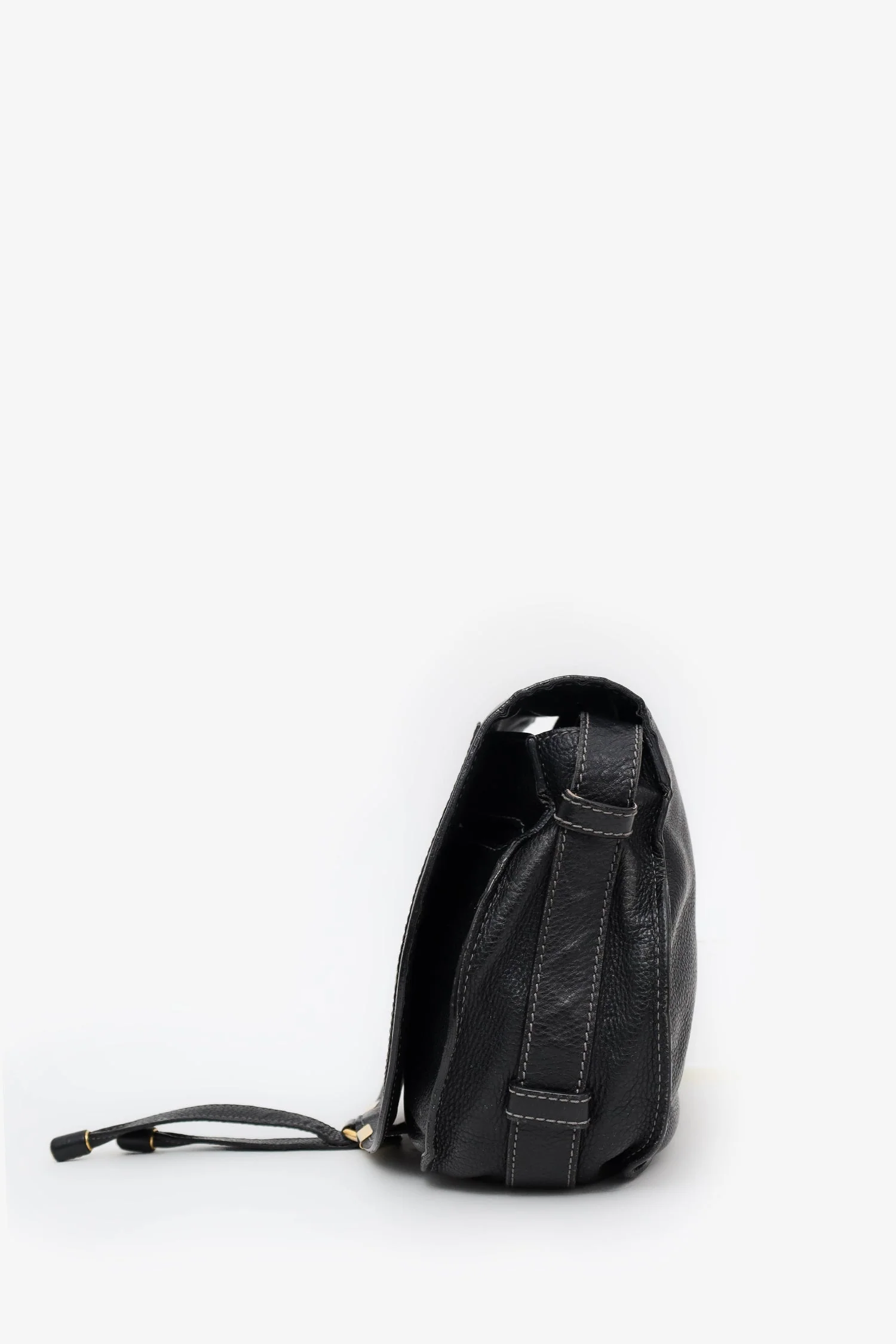 Chloe Black Grained Leather Marcie Saddle Bag - Image 4