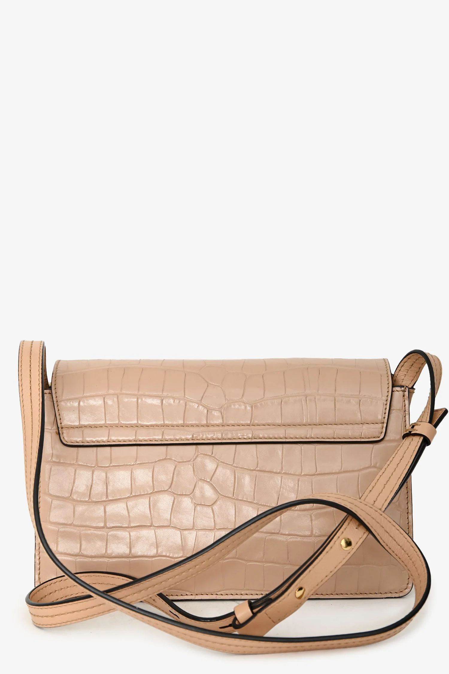 Chloé Blush Croc Embossed Leather Small Faye Crossbody Bag - Image 2