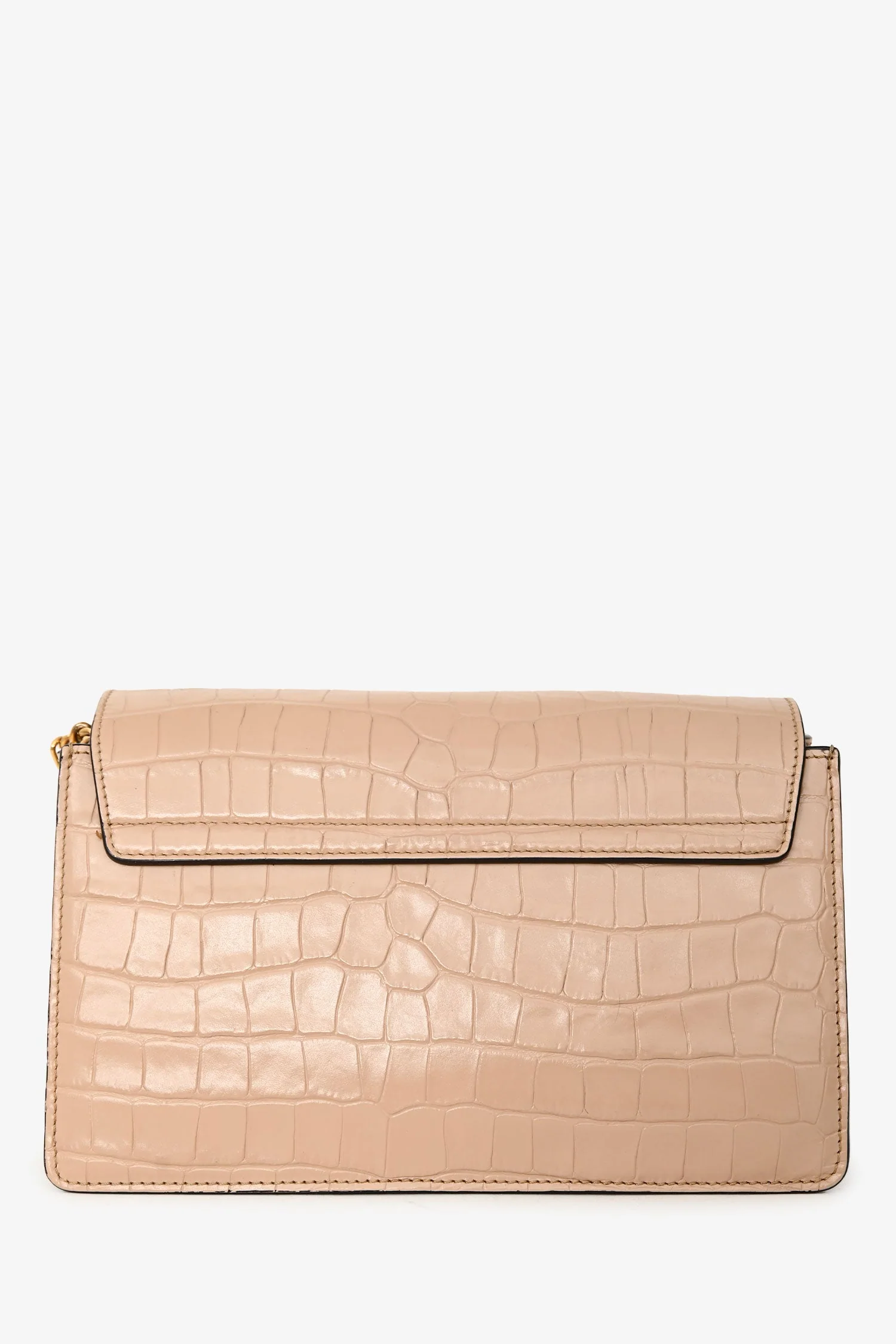 Chloé Blush Croc Embossed Leather Small Faye Crossbody Bag - Image 3