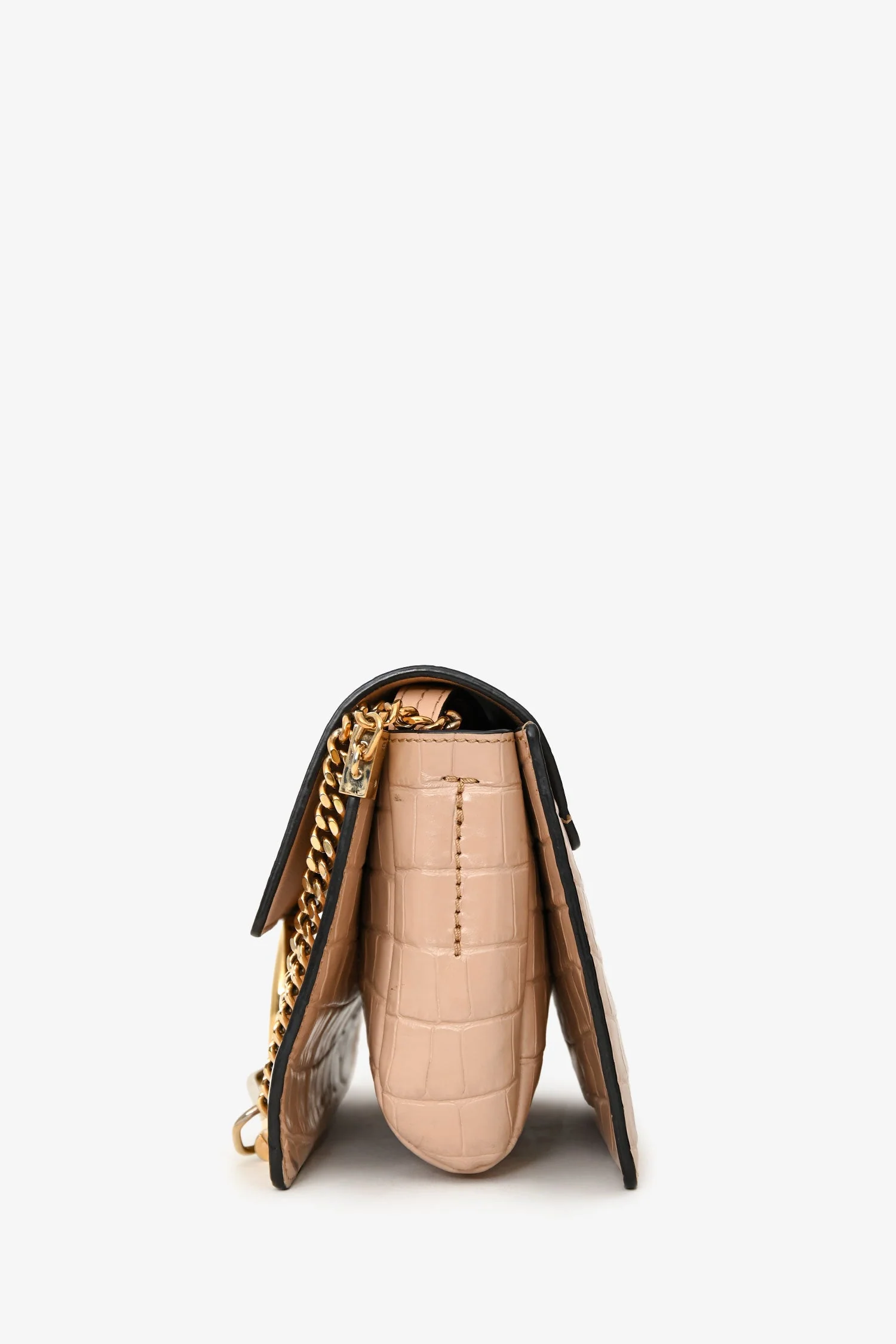 Chloé Blush Croc Embossed Leather Small Faye Crossbody Bag - Image 5