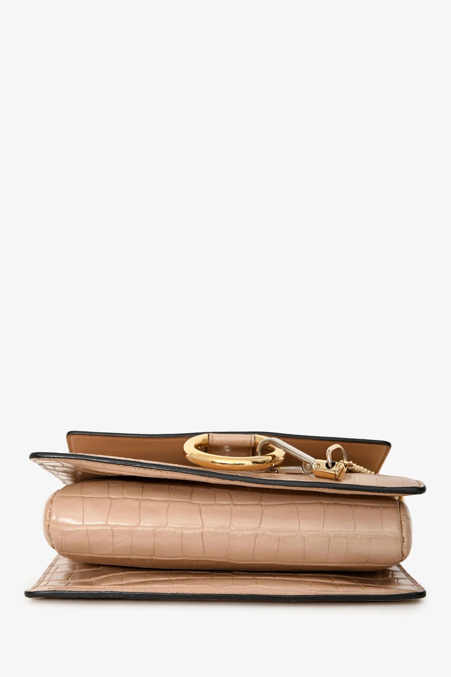 Chloé Blush Croc Embossed Leather Small Faye Crossbody Bag - Image 6