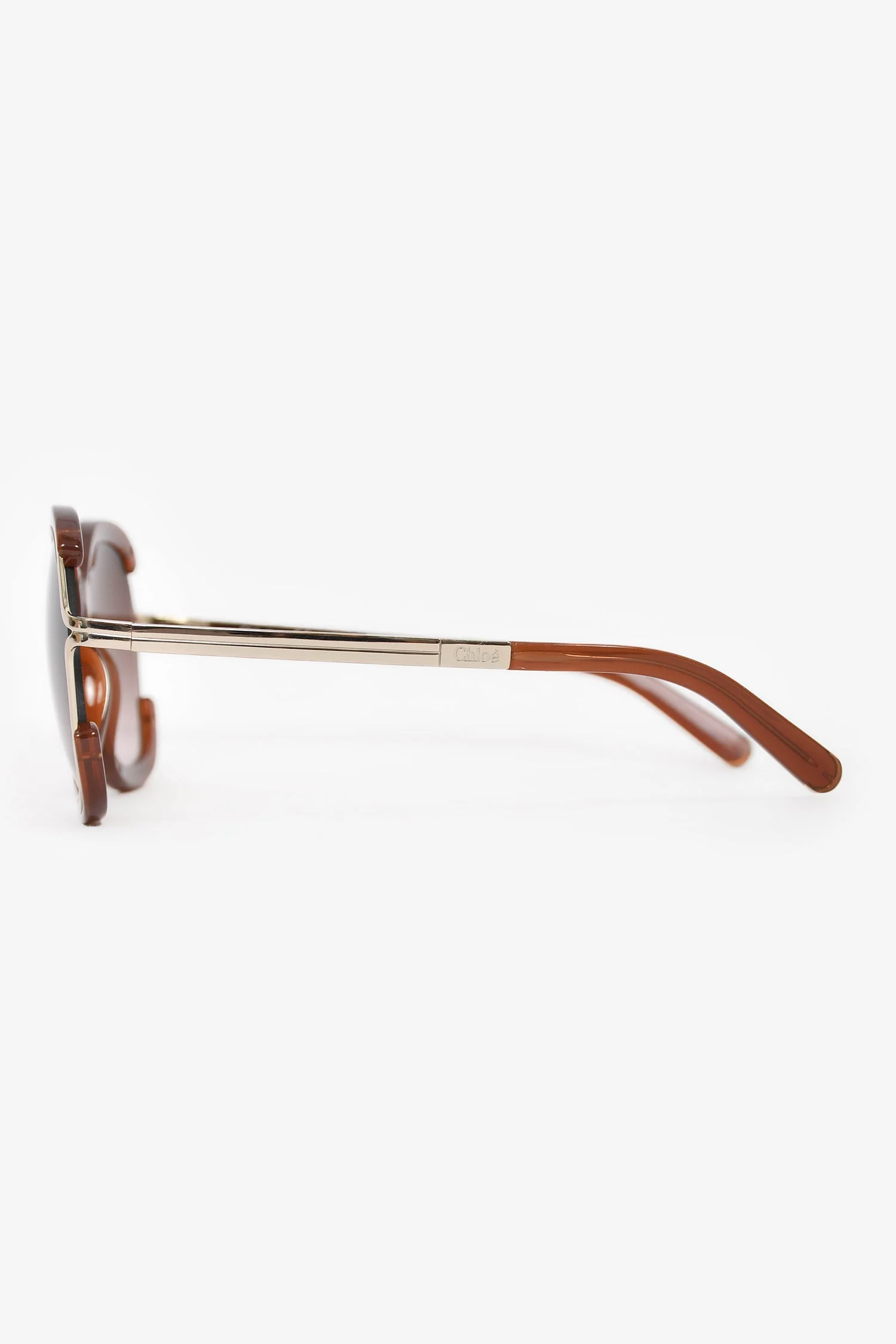 Chloe Brown/Gold Tone Sunglasses - Image 3