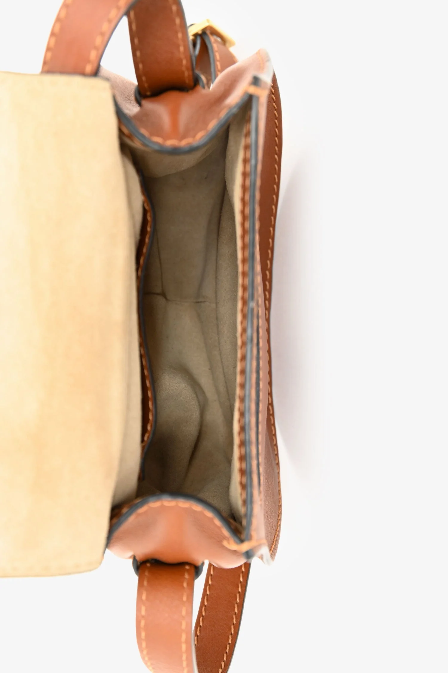 Chloe Brown Leather Whipstitch Small Saddle Marcie Crossbody Bag - Image 6