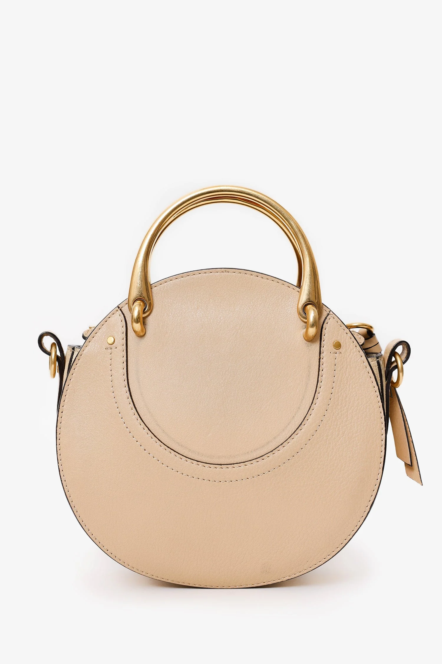 Chloe Brown Suede/Leather Studded Small Pixie Round Bag - Image 2