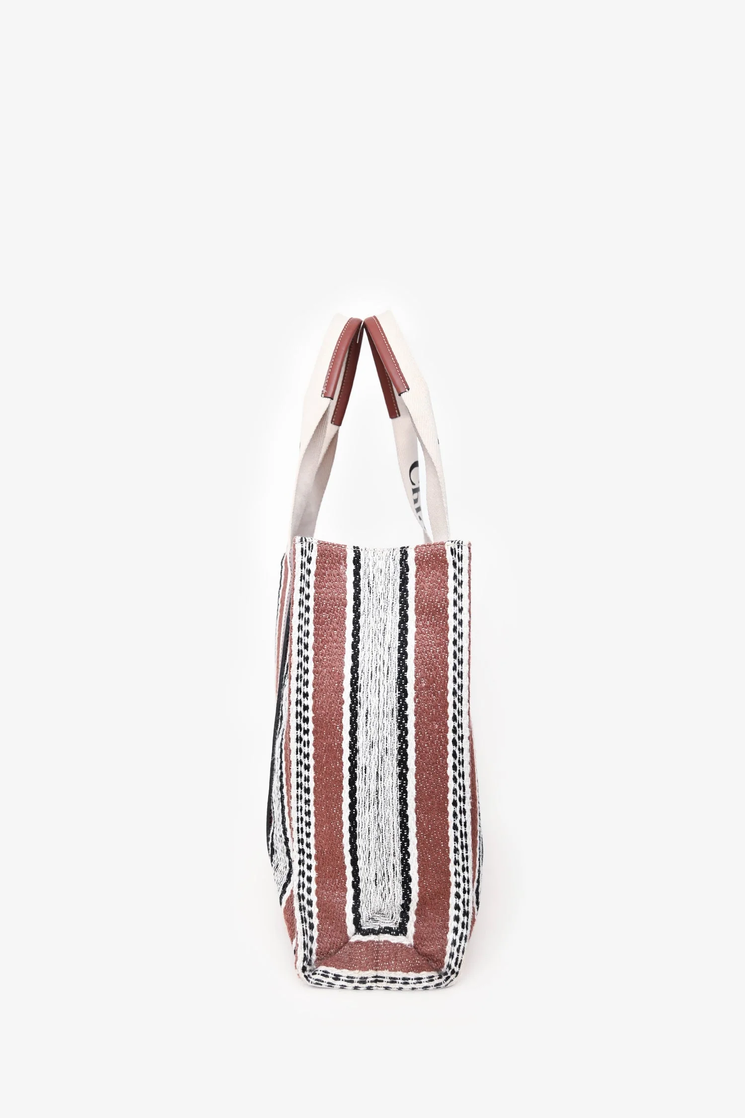 Chloé Brown/White Logo Canvas Tote - Image 3