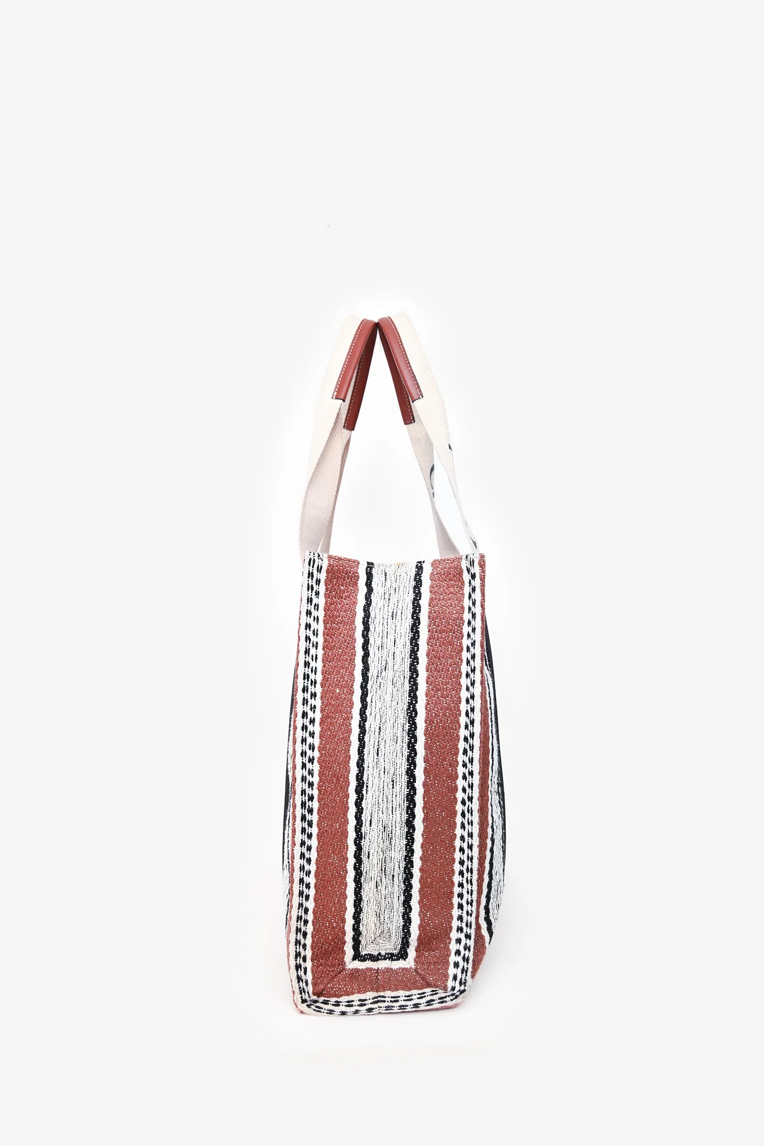 Chloé Brown/White Logo Canvas Tote - Image 4