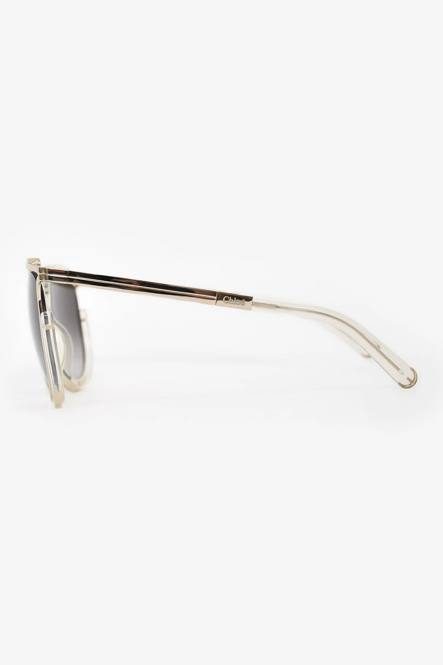 Chloe Clear Acrylic/Silver Tone Sunglasses - Image 3