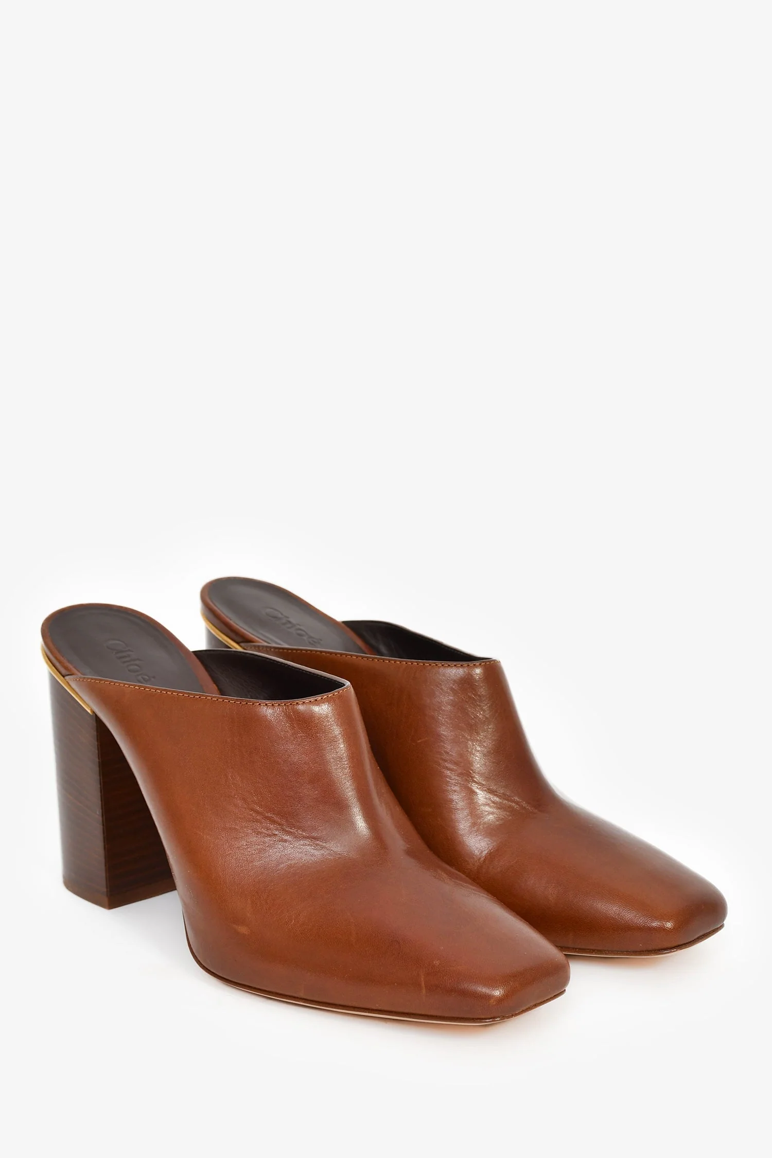 Chloe Dark Brown Heeled Mules Size 40 - Image 2
