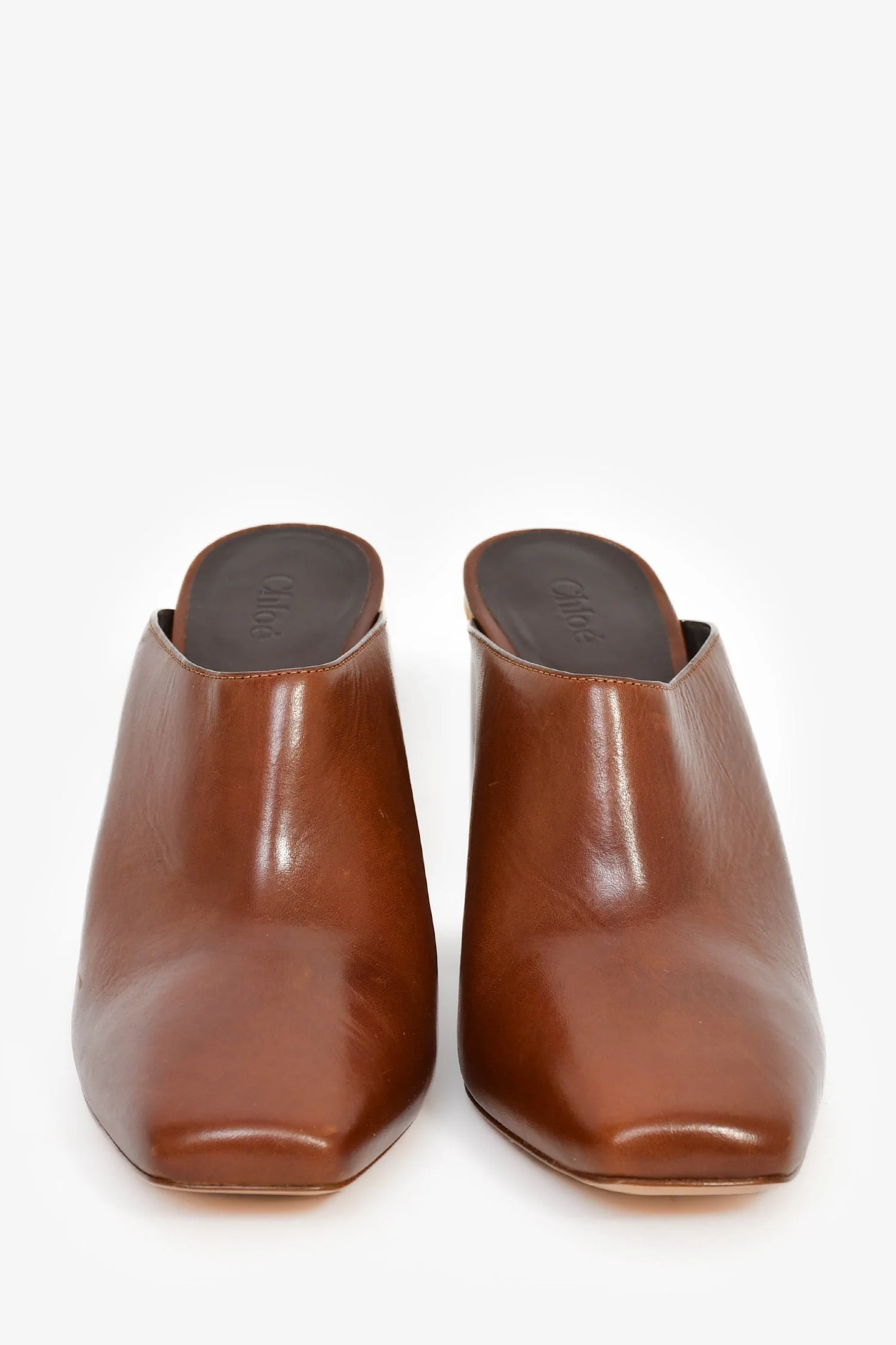 Chloe Dark Brown Heeled Mules Size 40 - Image 3