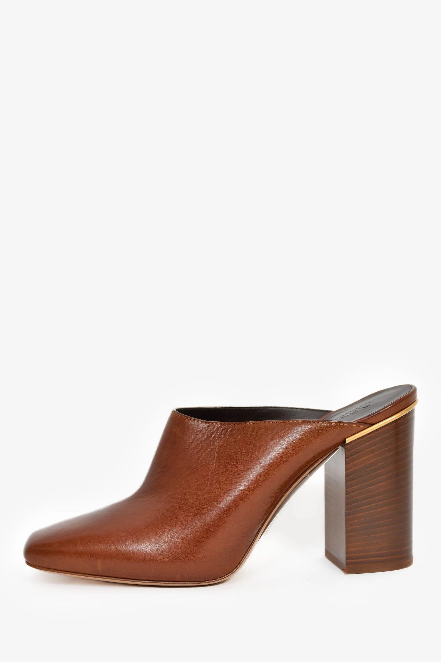 Chloe Dark Brown Heeled Mules Size 40 - Image 4