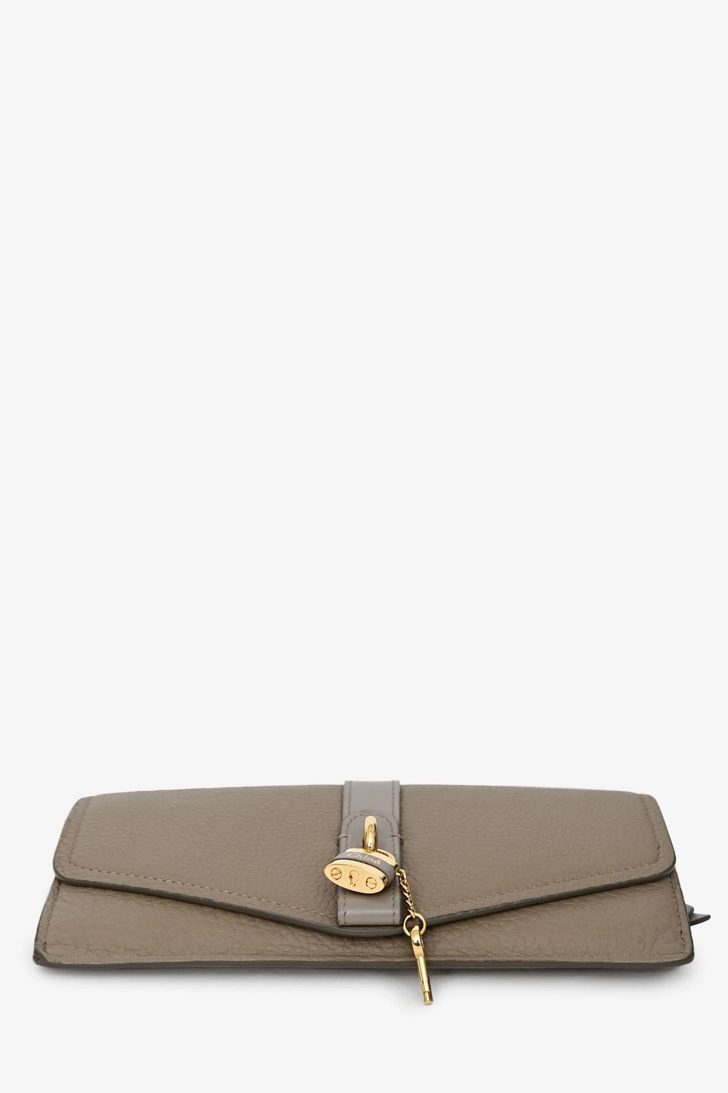 Chloe Taupe Leather Lock Long Wallet - Image 5