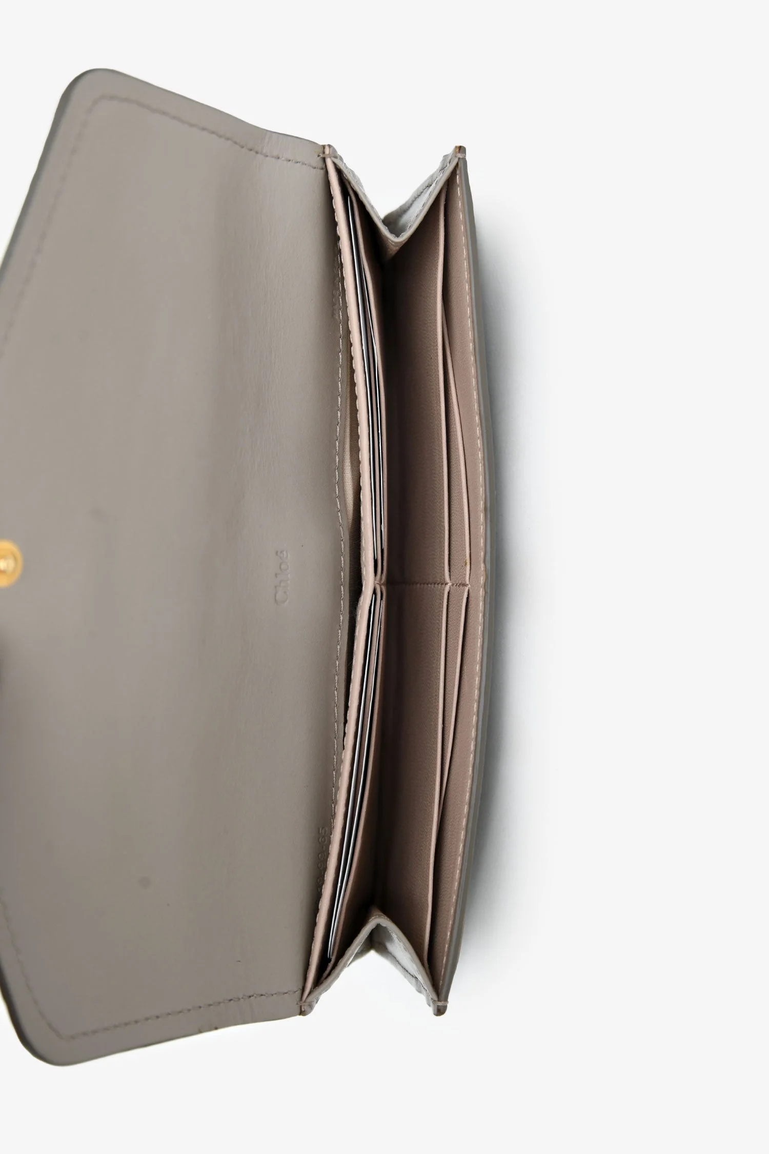 Chloe Taupe Leather Lock Long Wallet - Image 6