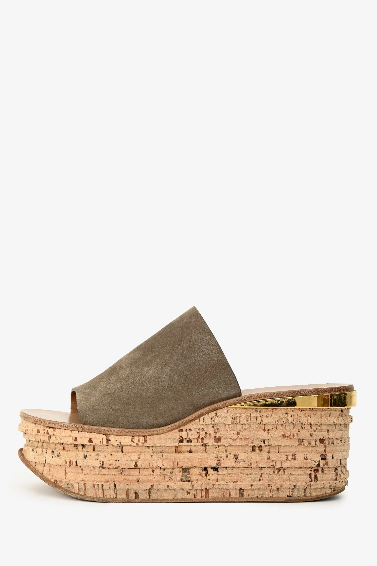 Chloe Taupe Suede Camille Sandals Size 38.5 - Image 5