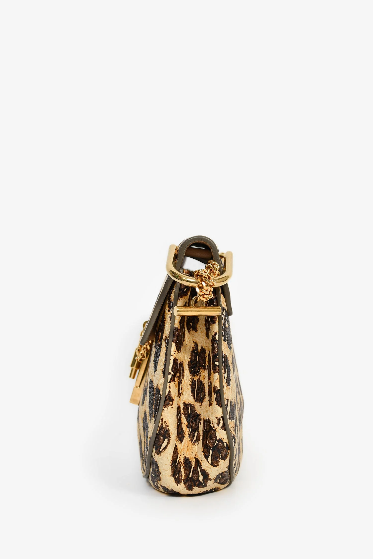 Chloe Yellow/Brown Leopard Print Leather Mini 'Drew' Crossbody Bag - Image 4