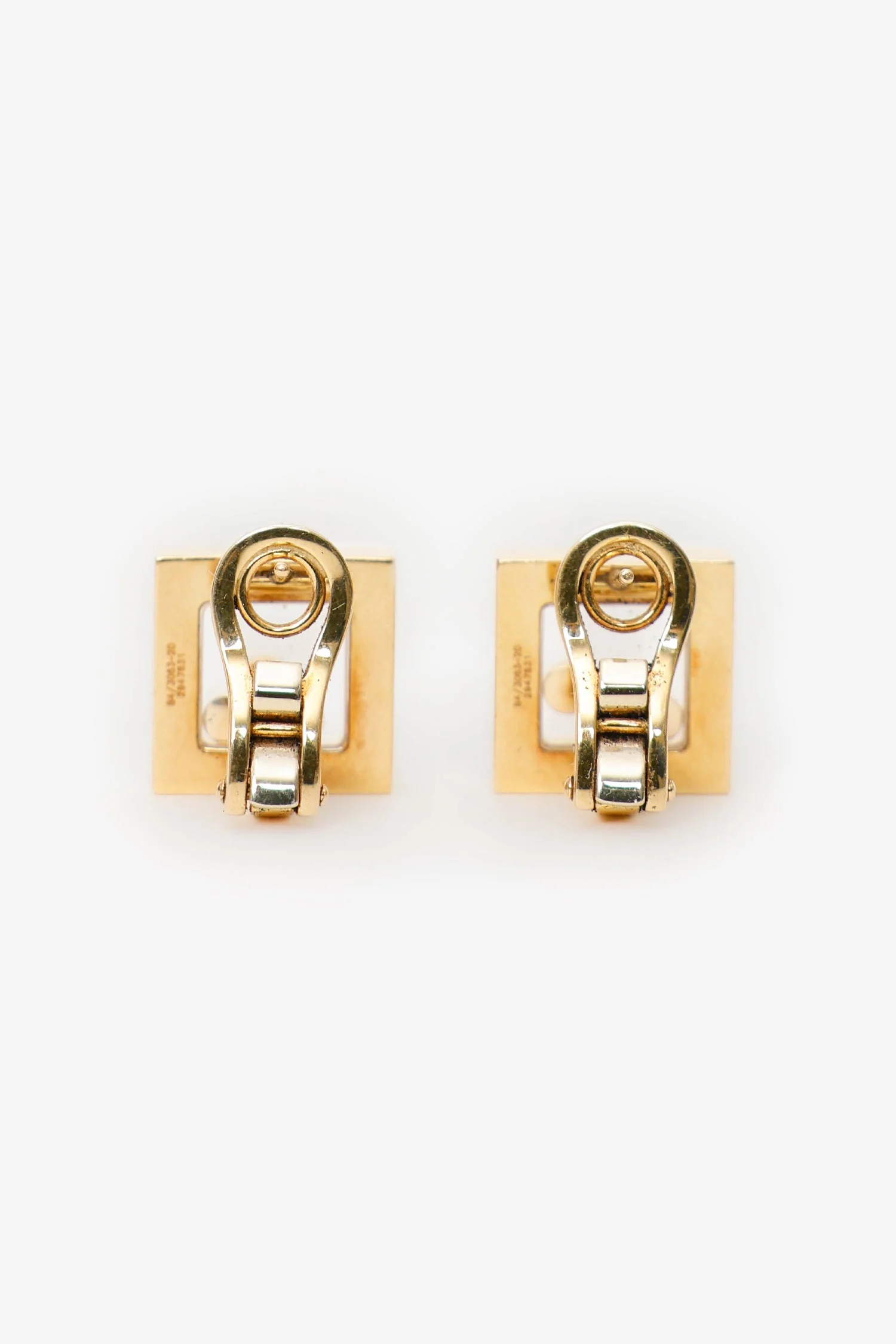 Chopard 18K Yellow Gold Happy Diamond Square Earrings - Image 2