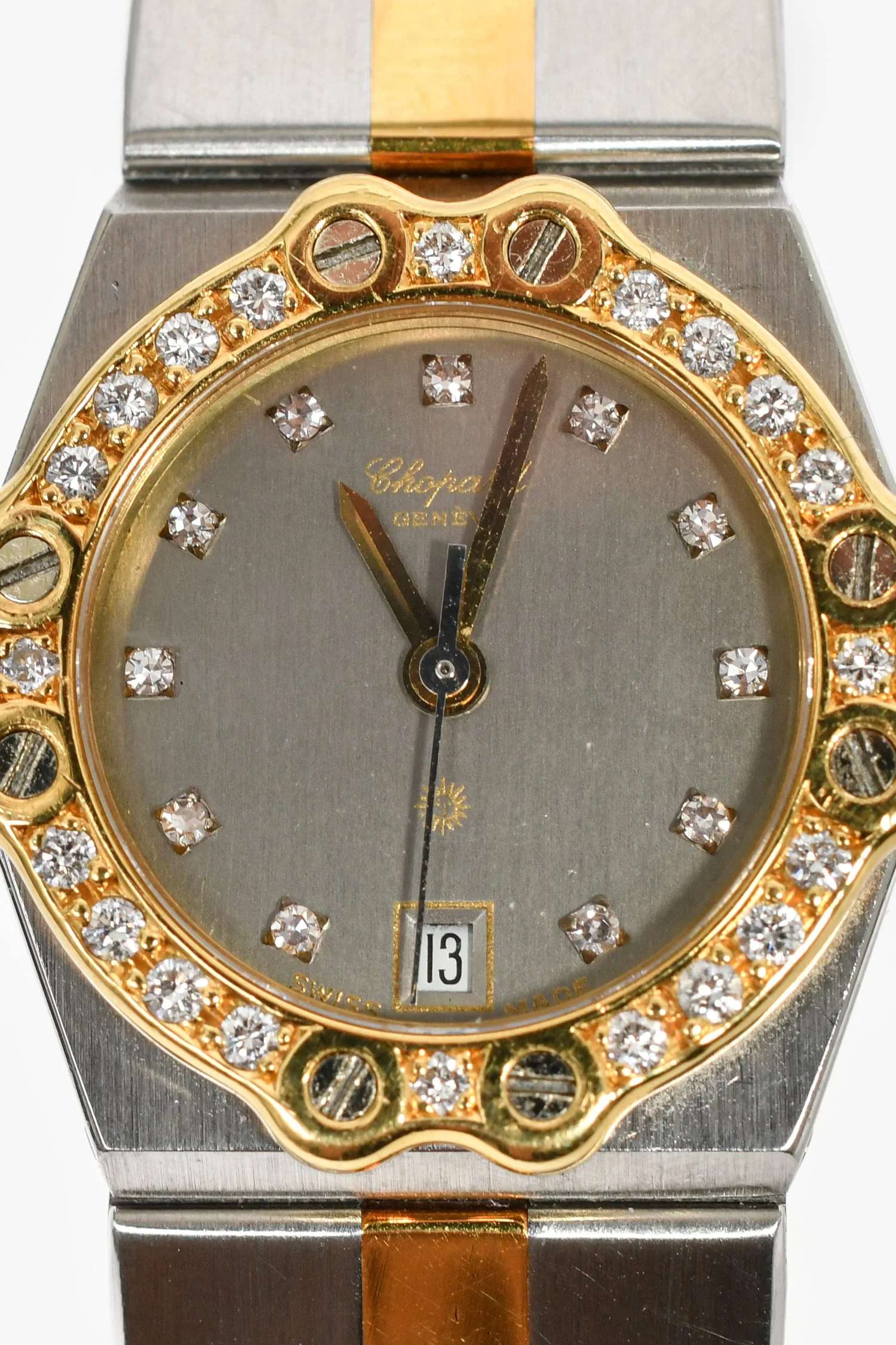 Chopard St.Moritz Stainless Steel/18k Yellow Gold Diamond Bezel & Diamond Dial 24mm Watch - Image 5