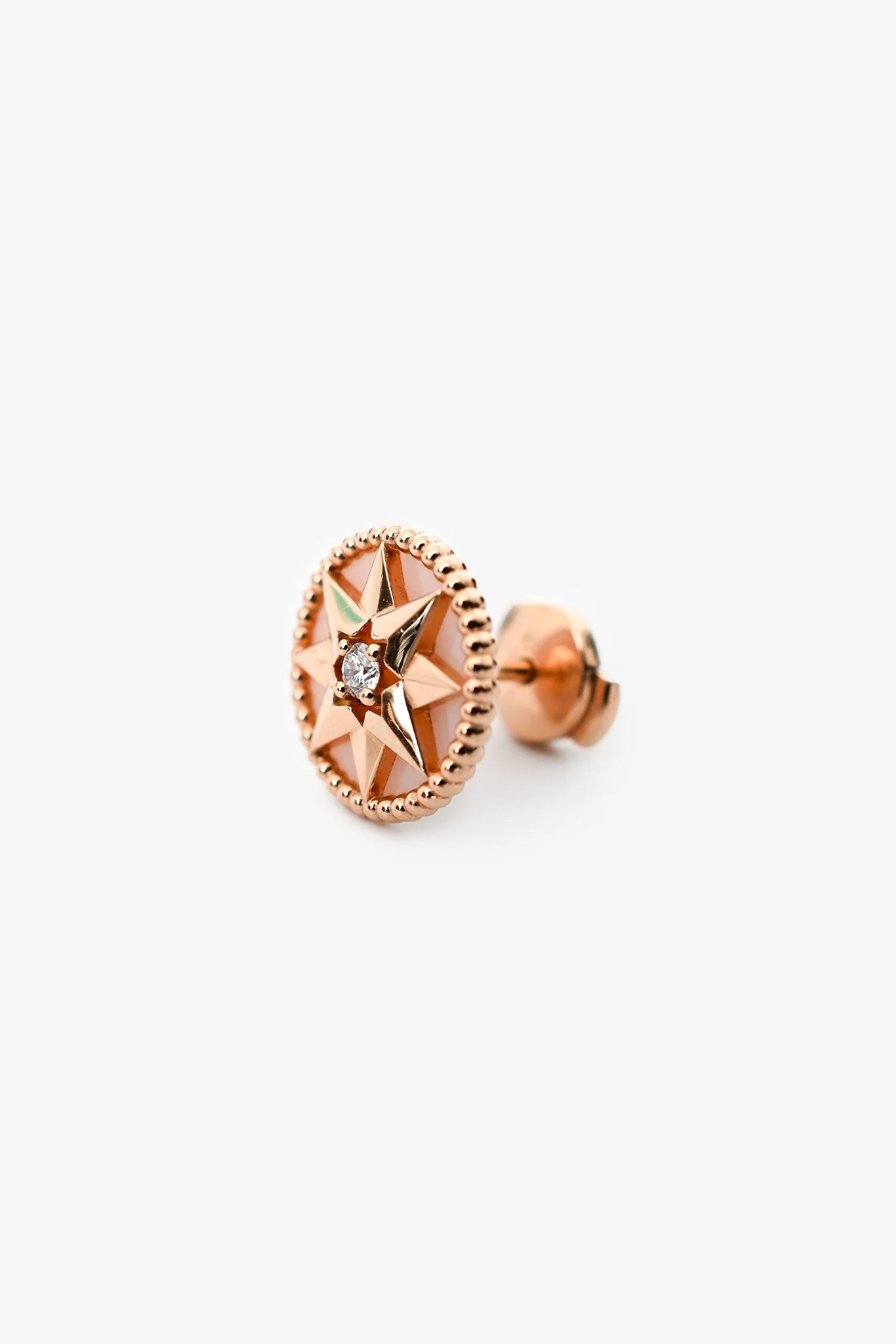 Christian Dior 18K Rose Gold Diamond/Pink Opal Set Rose des Vents Medium Single Earring - Image 2