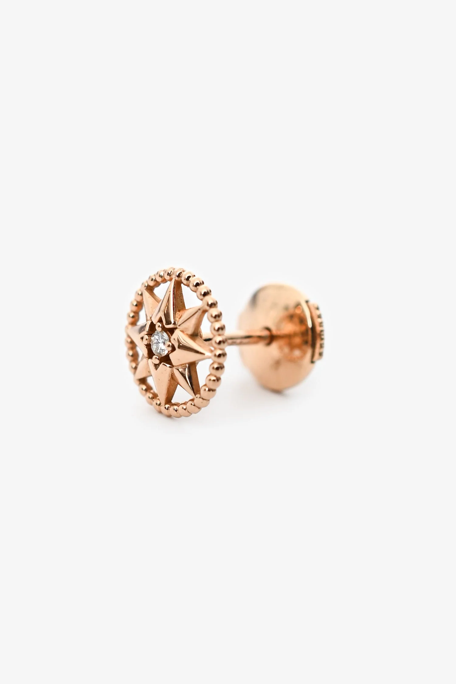 Christian Dior 18K Rose Gold Diamond Set Rose Des Vents Small Single Earring - Image 2