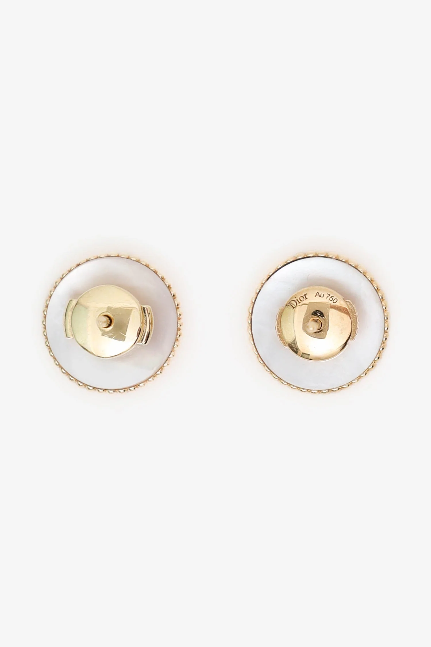 Christian Dior 18K Yellow Gold Mother of Pearl Diamond Rose des Vents Stud Earrings - Image 3
