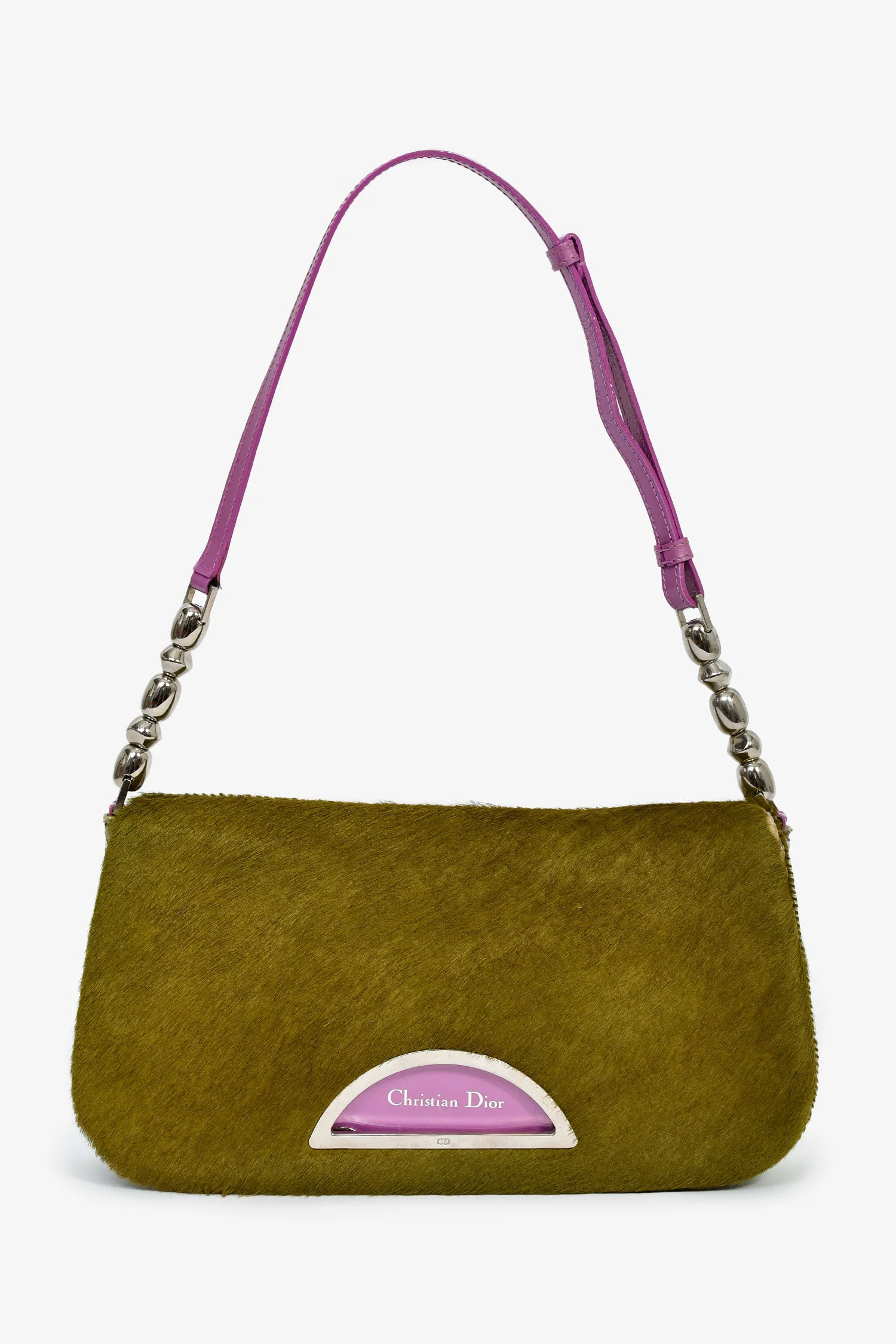 Christian Dior 2000 Green/Purple Ponyhair Snake Embossed Malice Shoulder Bag - Image 7
