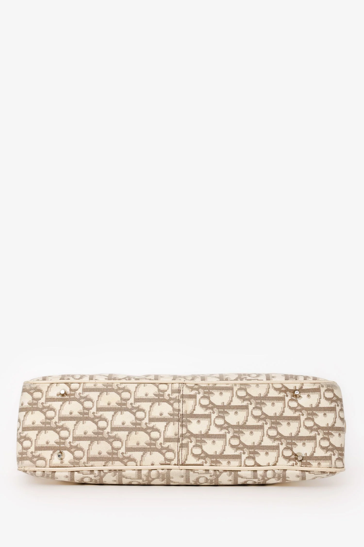 Christian Dior 2005 Beige/Cream Canvas Floral Embroidered Oblique Pouch - Image 5