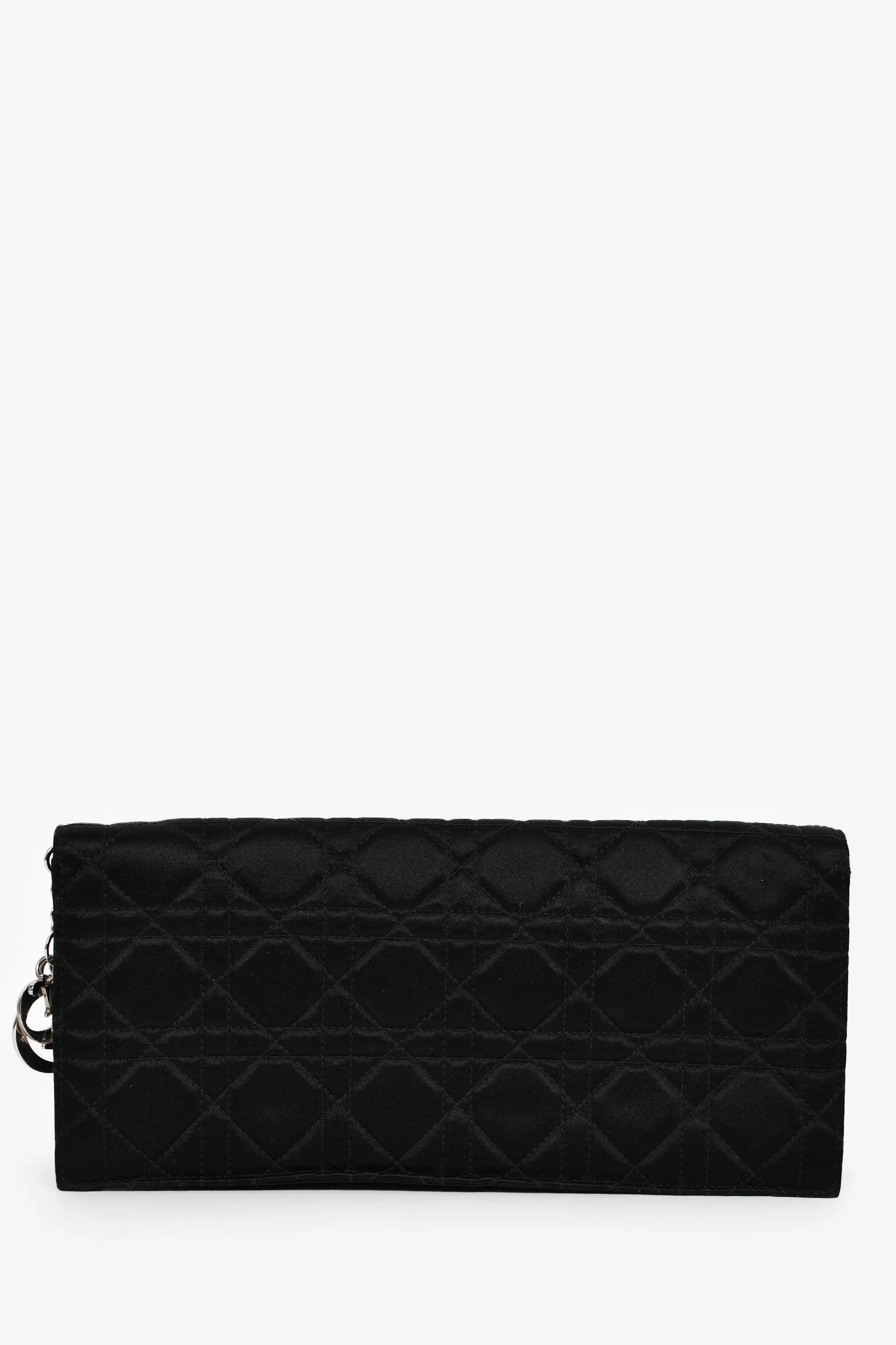 Christian Dior 2008 Black Satin Cannage Clutch On Chain - Image 2