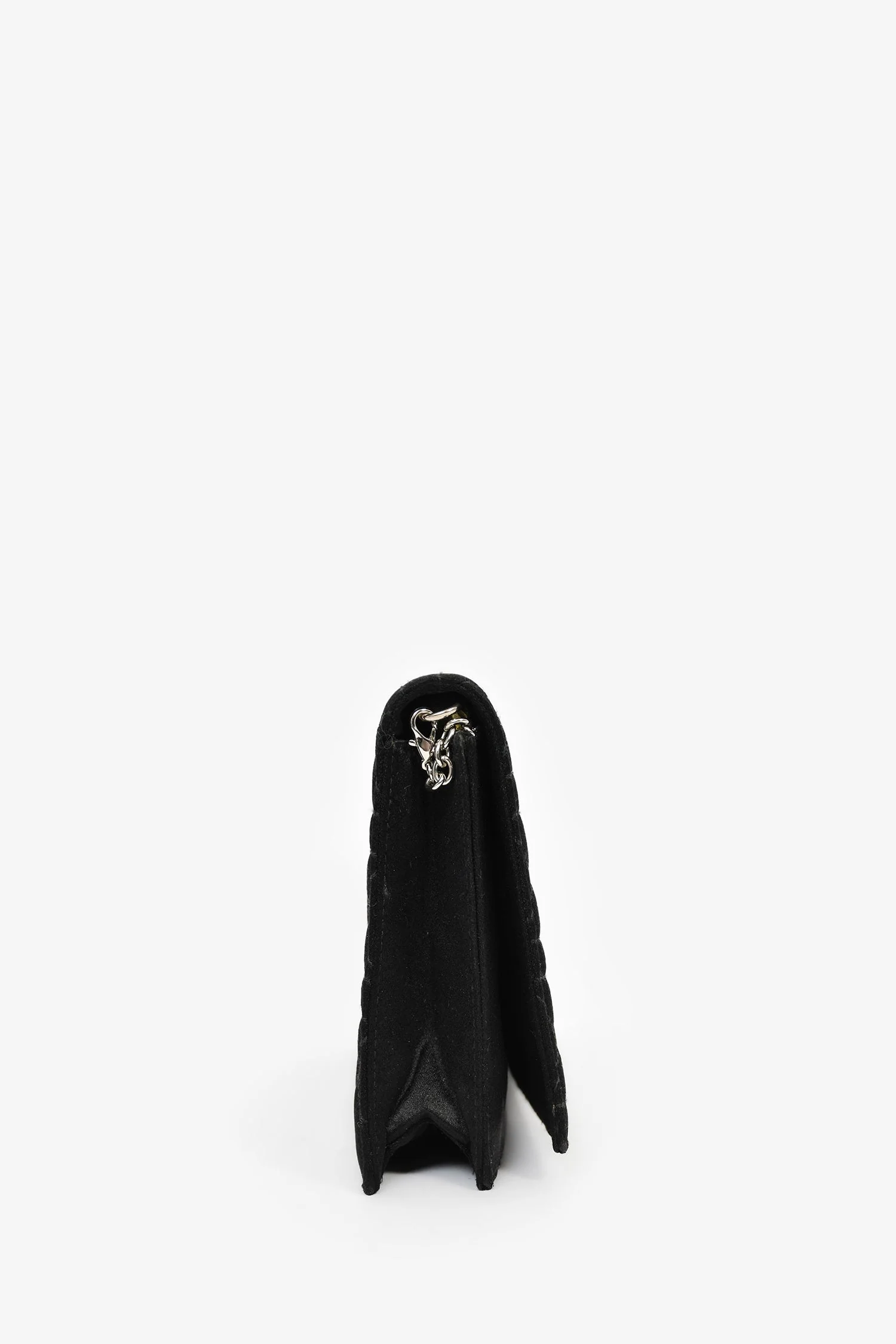 Christian Dior 2008 Black Satin Cannage Clutch On Chain - Image 3