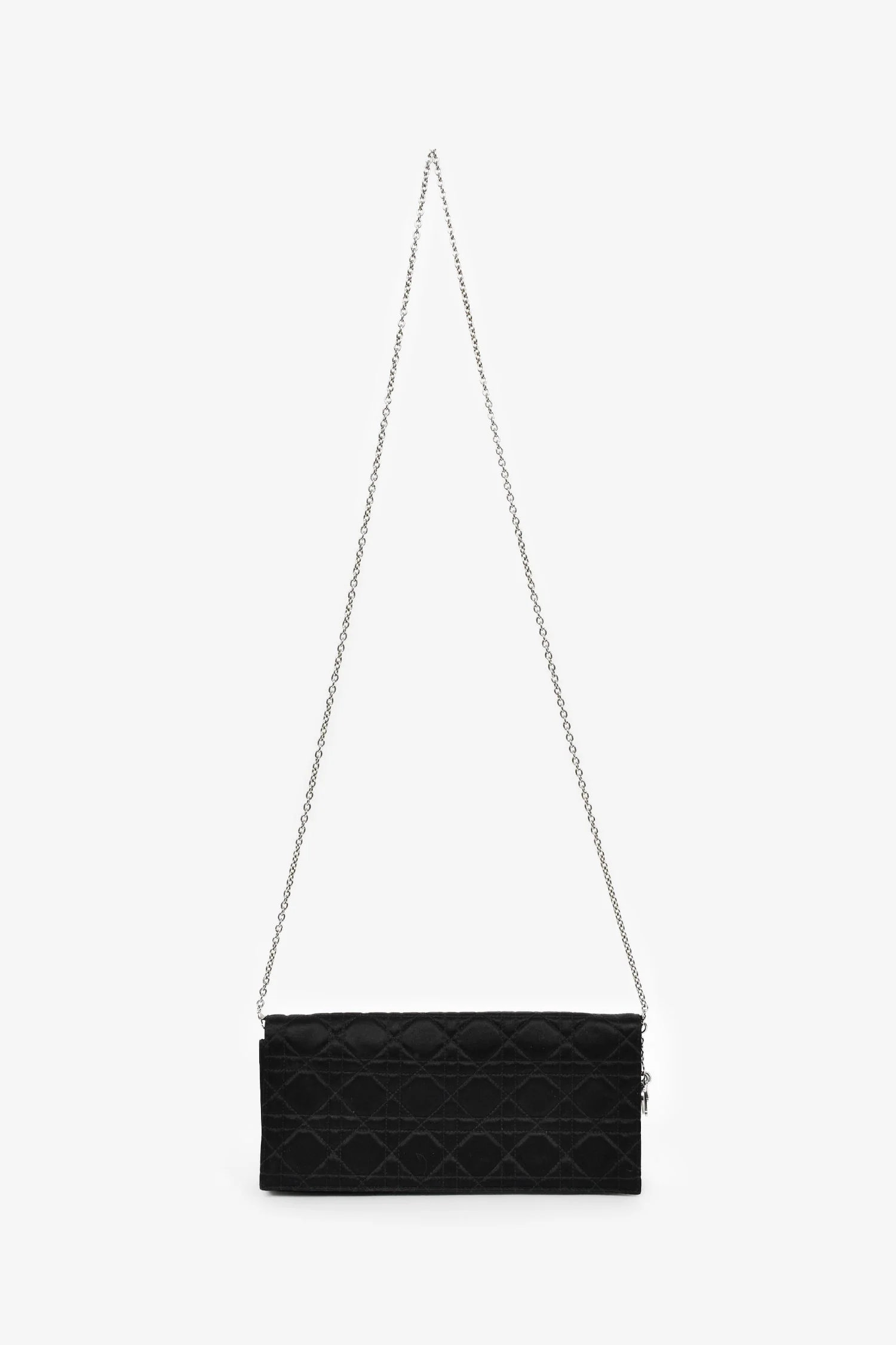 Christian Dior 2008 Black Satin Cannage Clutch On Chain - Image 7