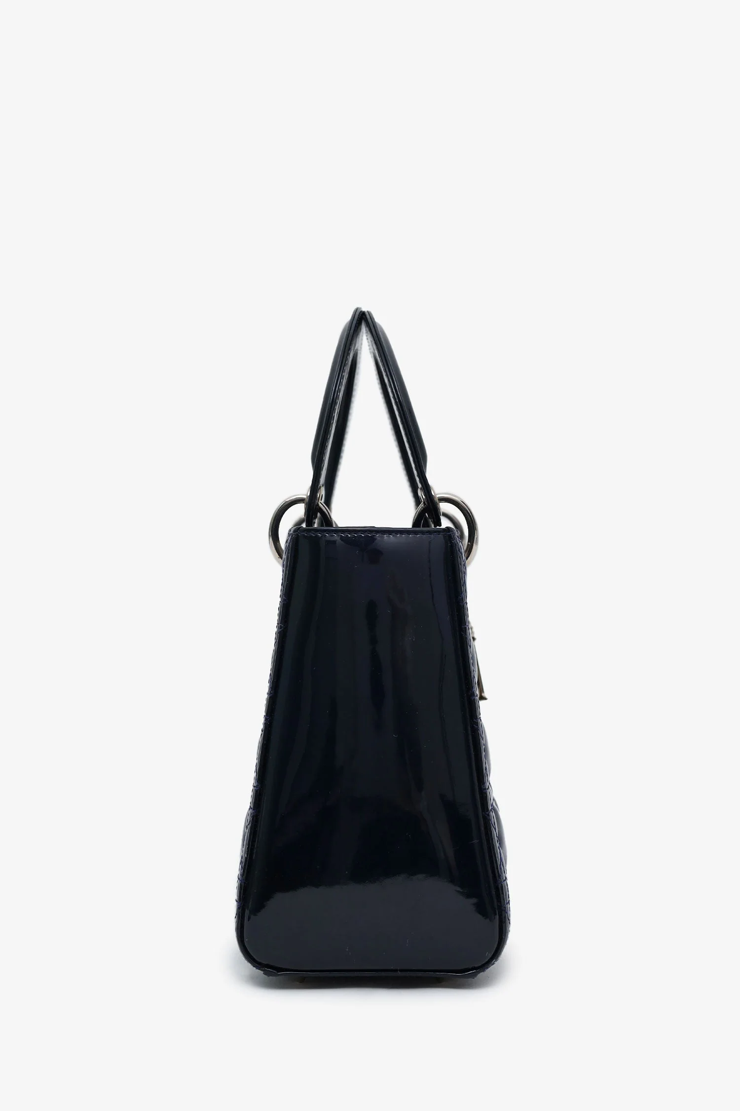 Christian Dior 2010 Navy Patent Leather Medium Lady Dior With Strap - Image 3