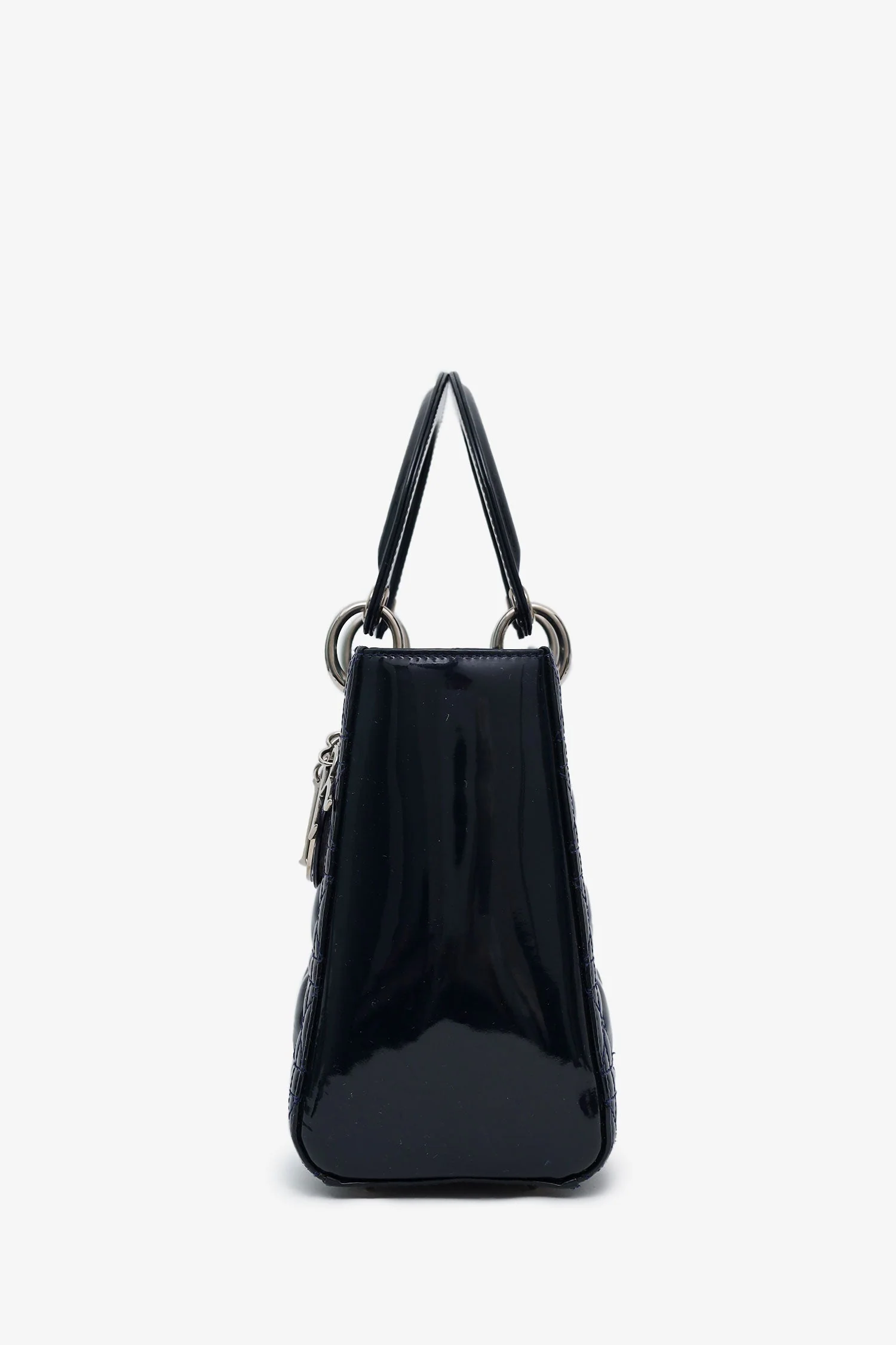 Christian Dior 2010 Navy Patent Leather Medium Lady Dior With Strap - Image 4