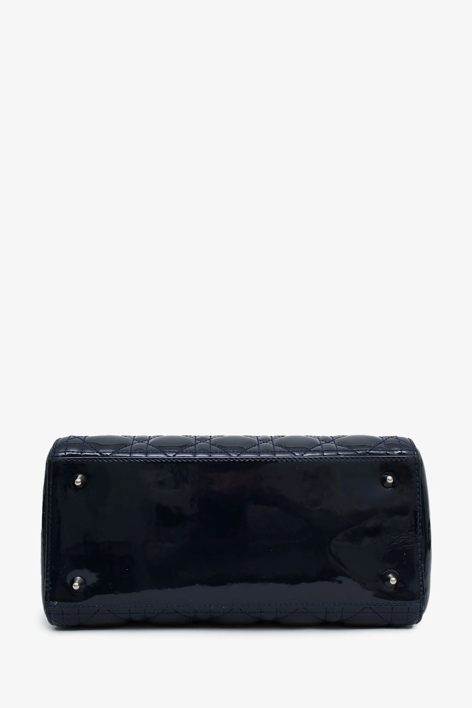 Christian Dior 2010 Navy Patent Leather Medium Lady Dior With Strap - Image 5