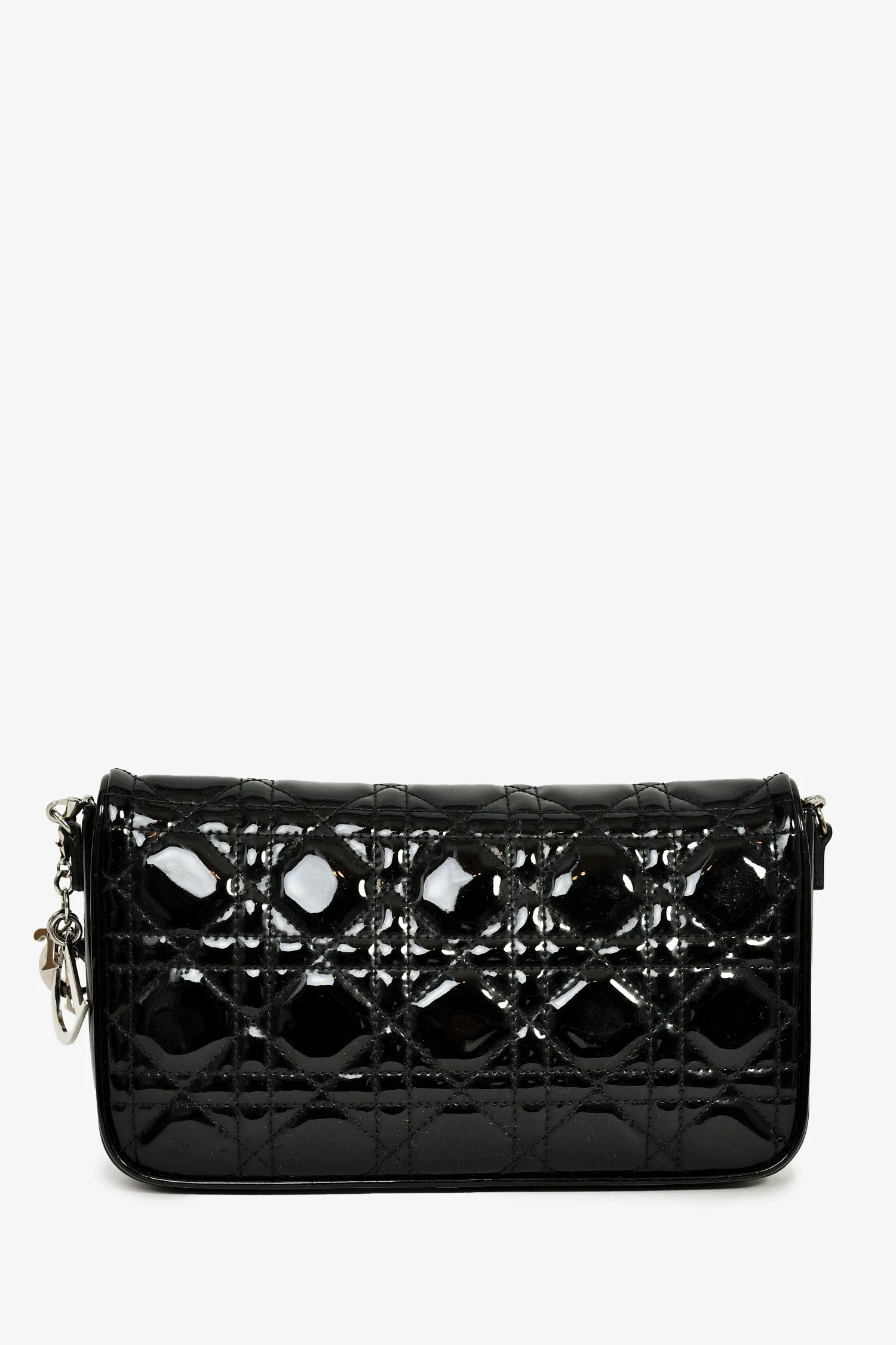 Christian Dior 2011 Black Patent Cannage Leather Lady Dior Pouch On Chain - Image 2