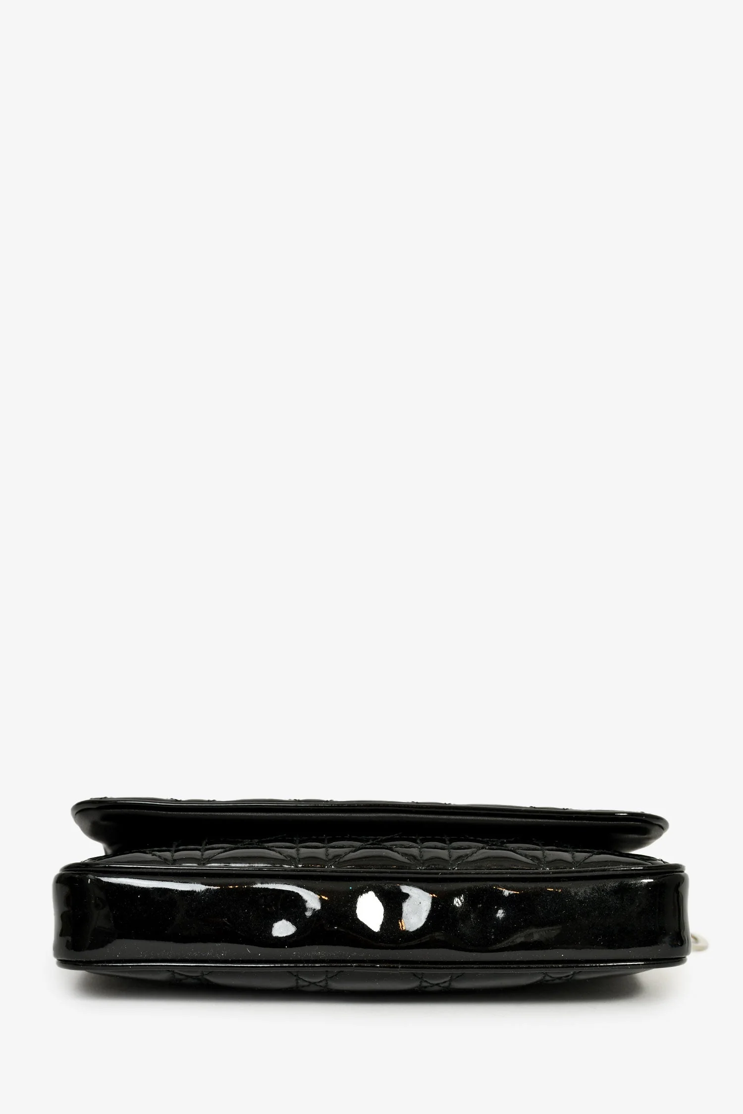 Christian Dior 2011 Black Patent Cannage Leather Lady Dior Pouch On Chain - Image 5