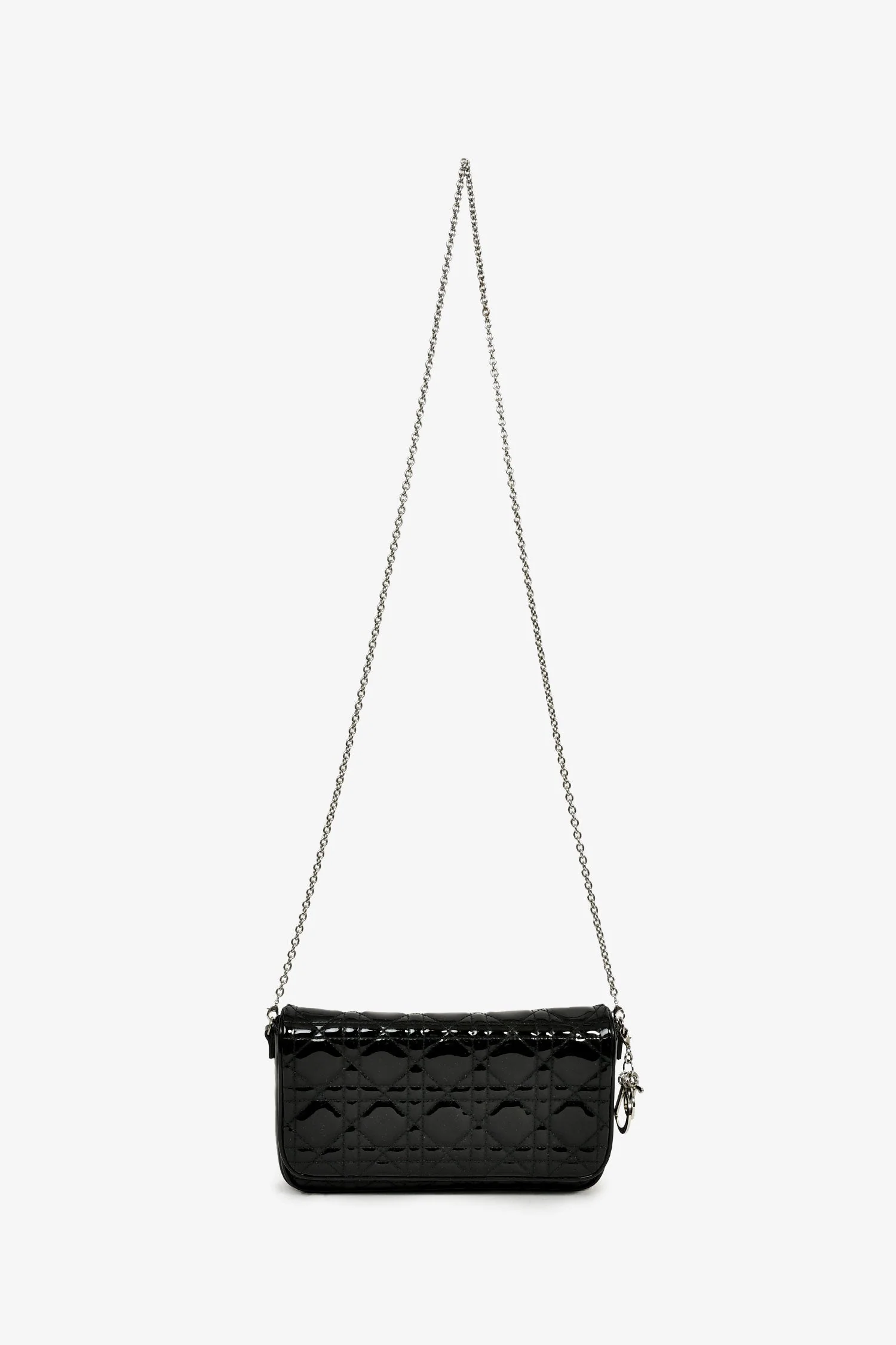 Christian Dior 2011 Black Patent Cannage Leather Lady Dior Pouch On Chain - Image 7