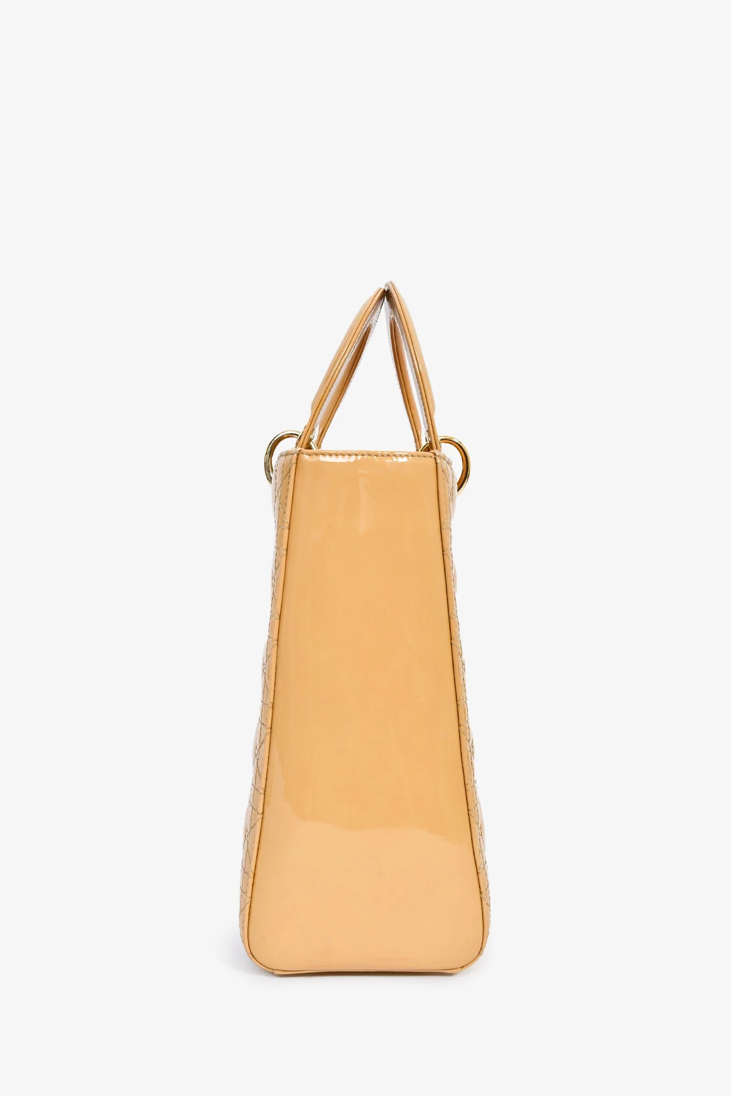 Christian Dior 2012 Beige Patent Cannage Leather 'Lady Dior' Large Bag With Strap - Image 3