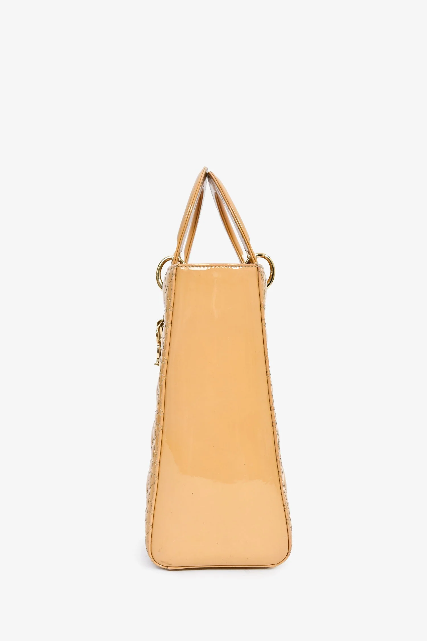 Christian Dior 2012 Beige Patent Cannage Leather 'Lady Dior' Large Bag With Strap - Image 4