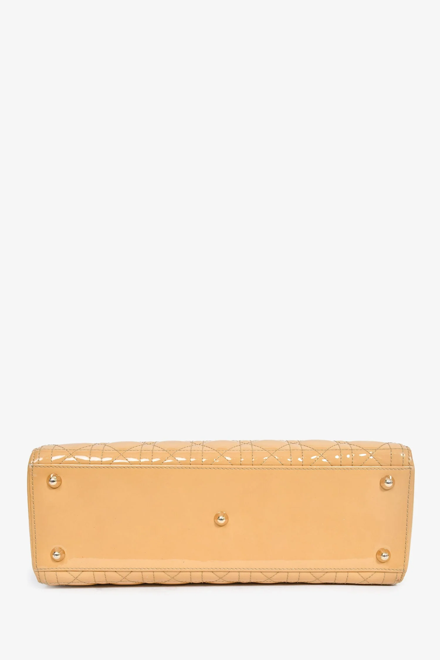 Christian Dior 2012 Beige Patent Cannage Leather 'Lady Dior' Large Bag With Strap - Image 5