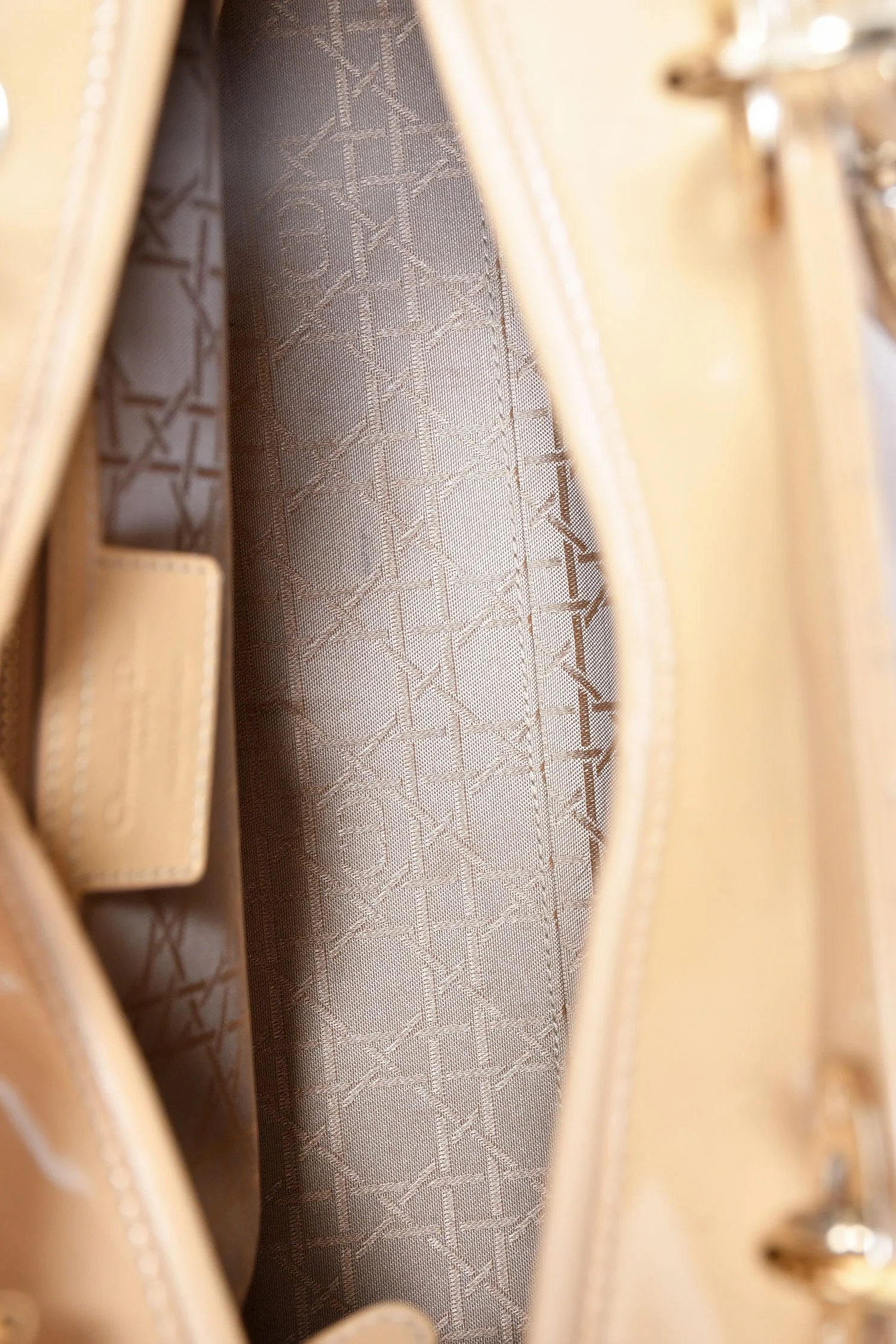 Christian Dior 2012 Beige Patent Cannage Leather 'Lady Dior' Large Bag With Strap - Image 6