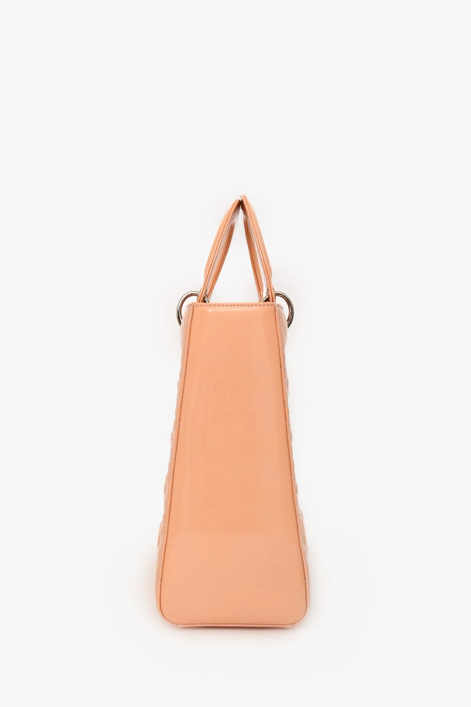 Christian Dior 2012 Light Peach Cannage Patent Large Lady Dior With Strap - Image 3