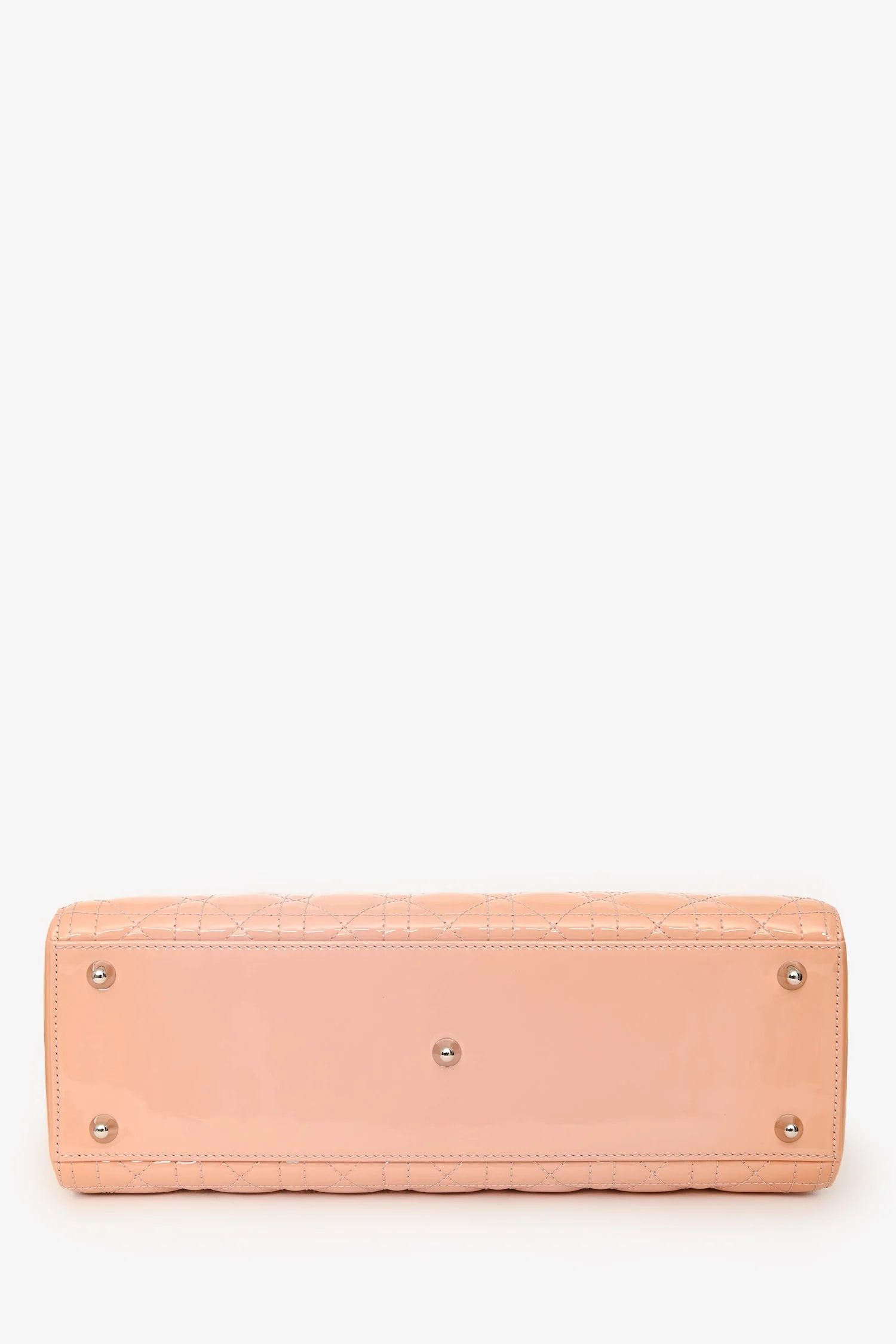 Christian Dior 2012 Light Peach Cannage Patent Large Lady Dior With Strap - Image 5