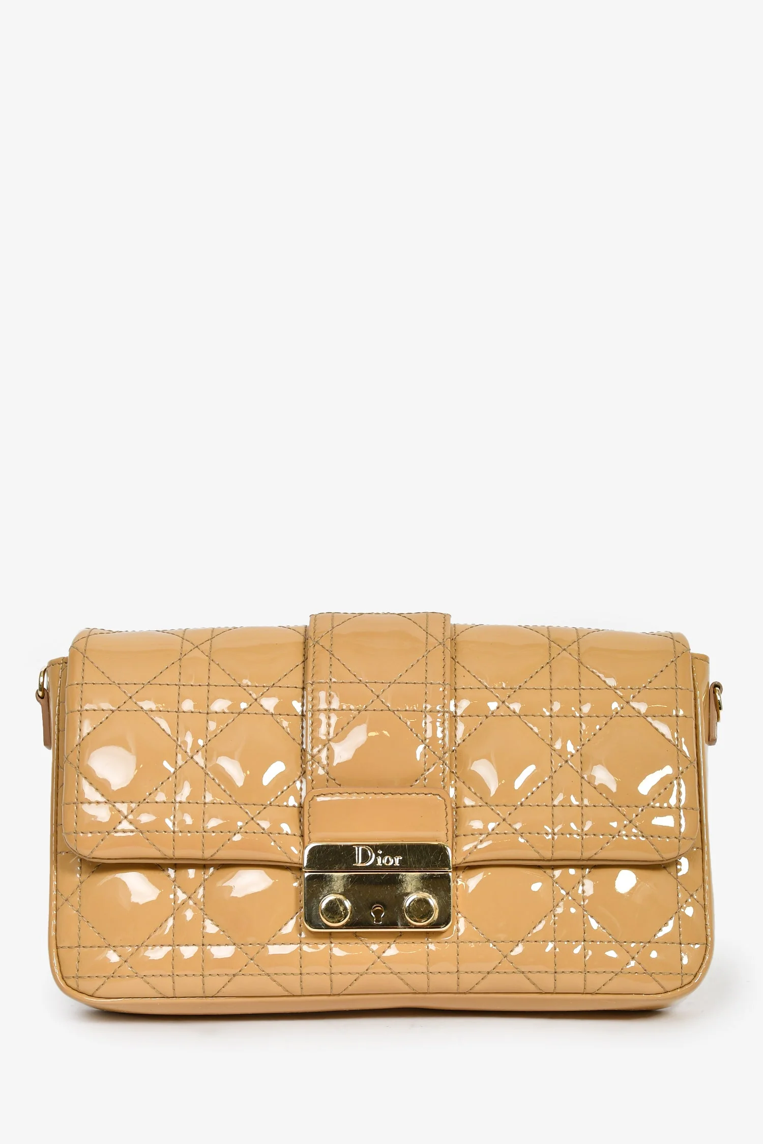 Christian Dior 2013 Beige Patent Leather Cannage 'Miss Dior' Wallet on Chain