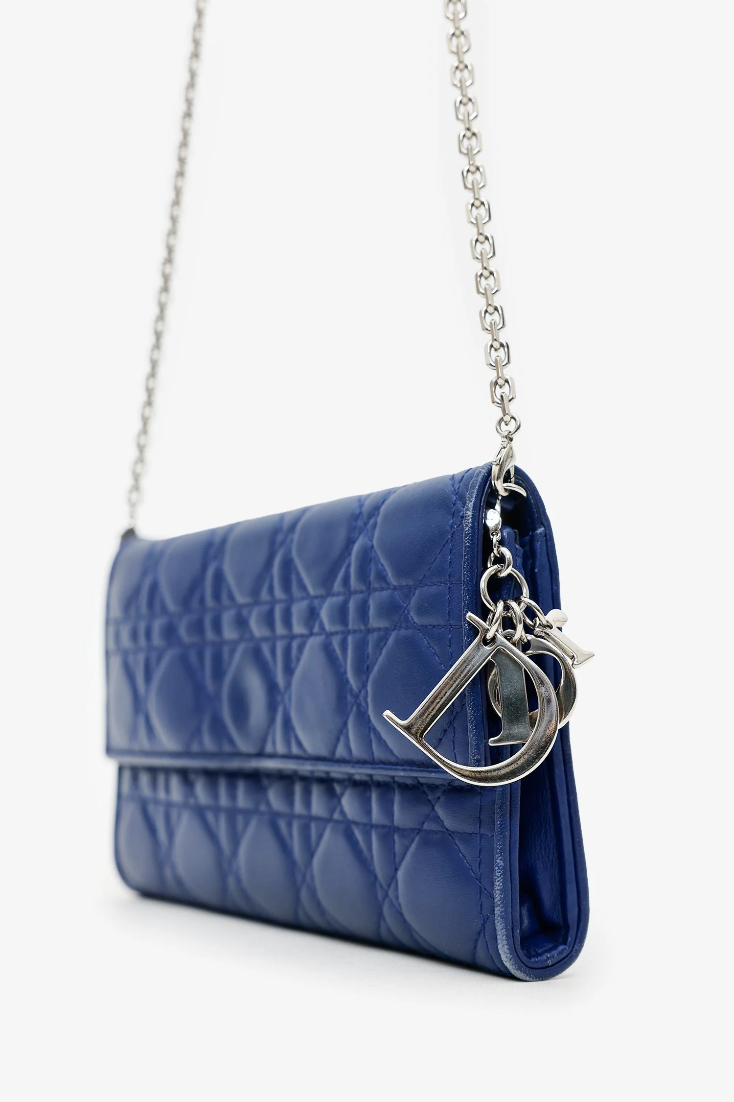 Christian Dior 2013 Navy Cannage Leather Lady Dior Wallet With Chain - Image 2