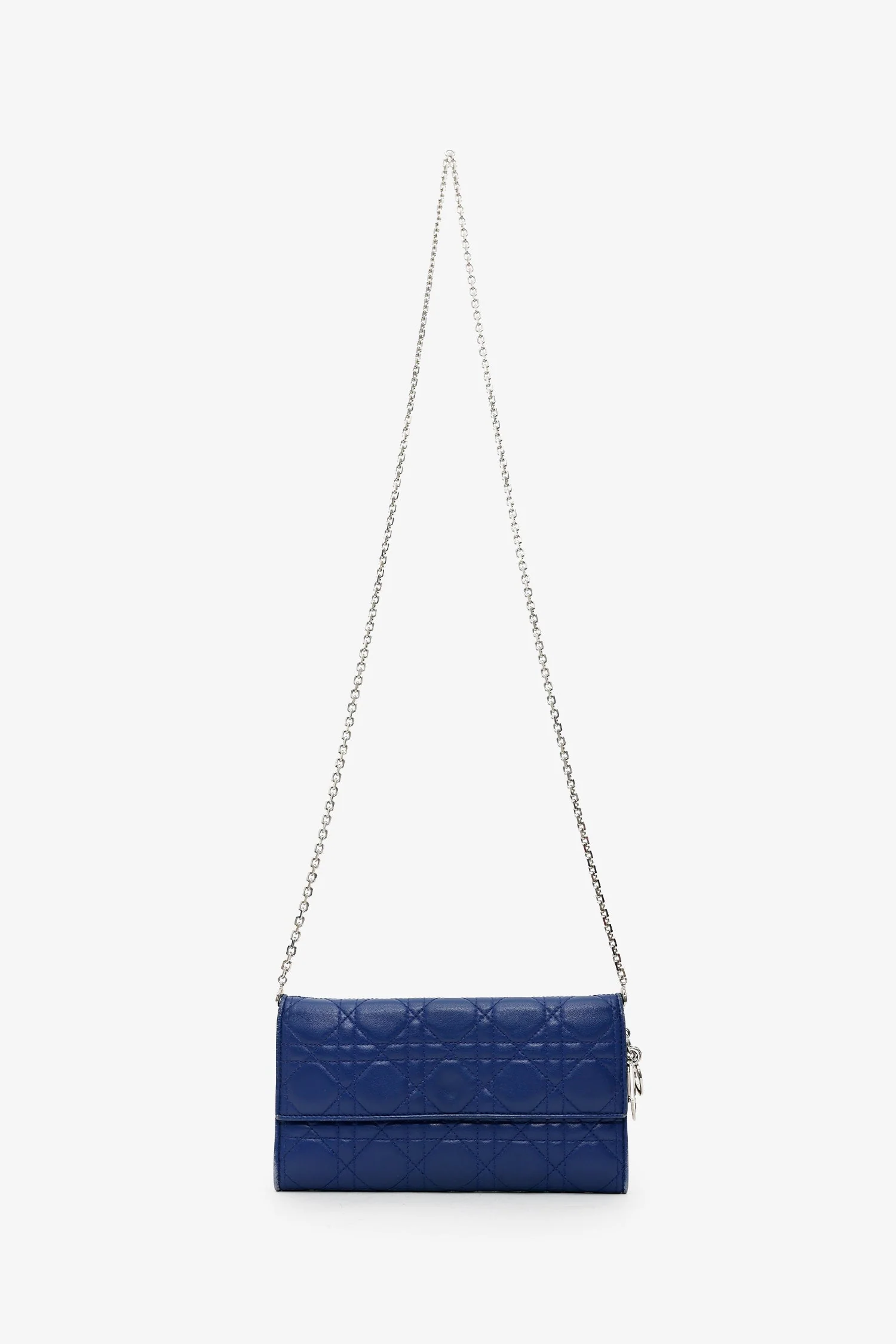 Christian Dior 2013 Navy Cannage Leather Lady Dior Wallet With Chain - Image 7