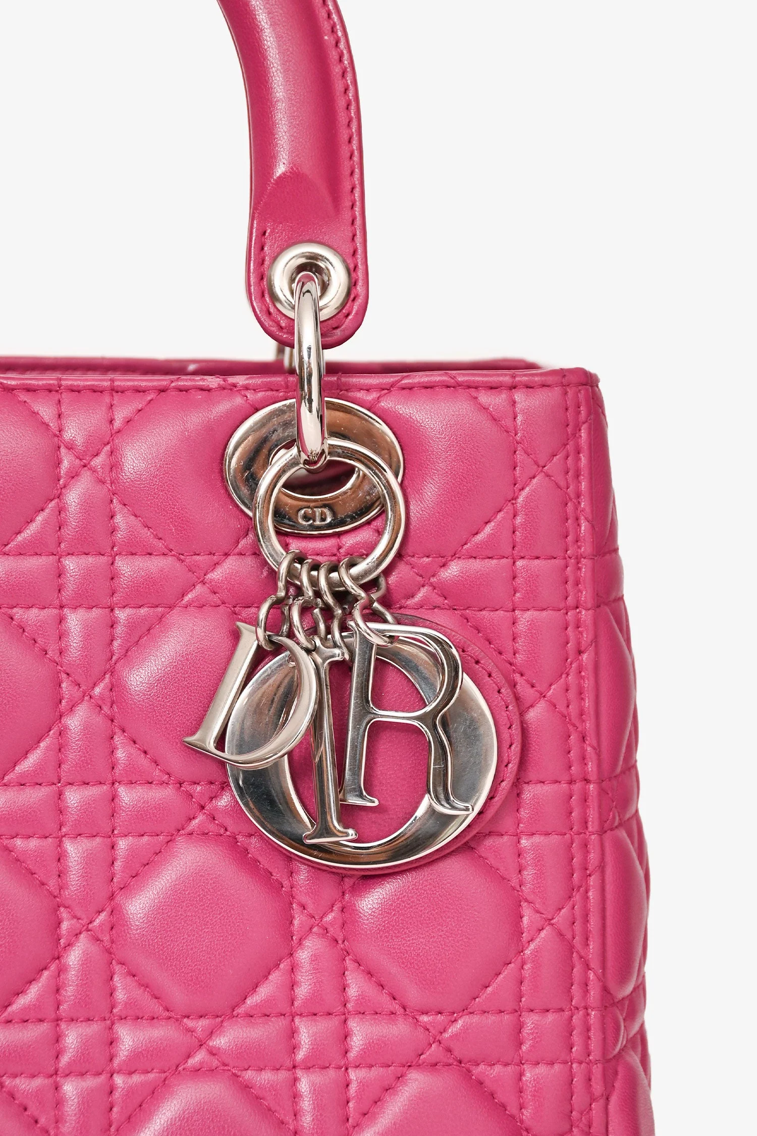 Christian Dior 2013 Pink Cannage Leather Lady Dior Top Handle with Strap - Image 7