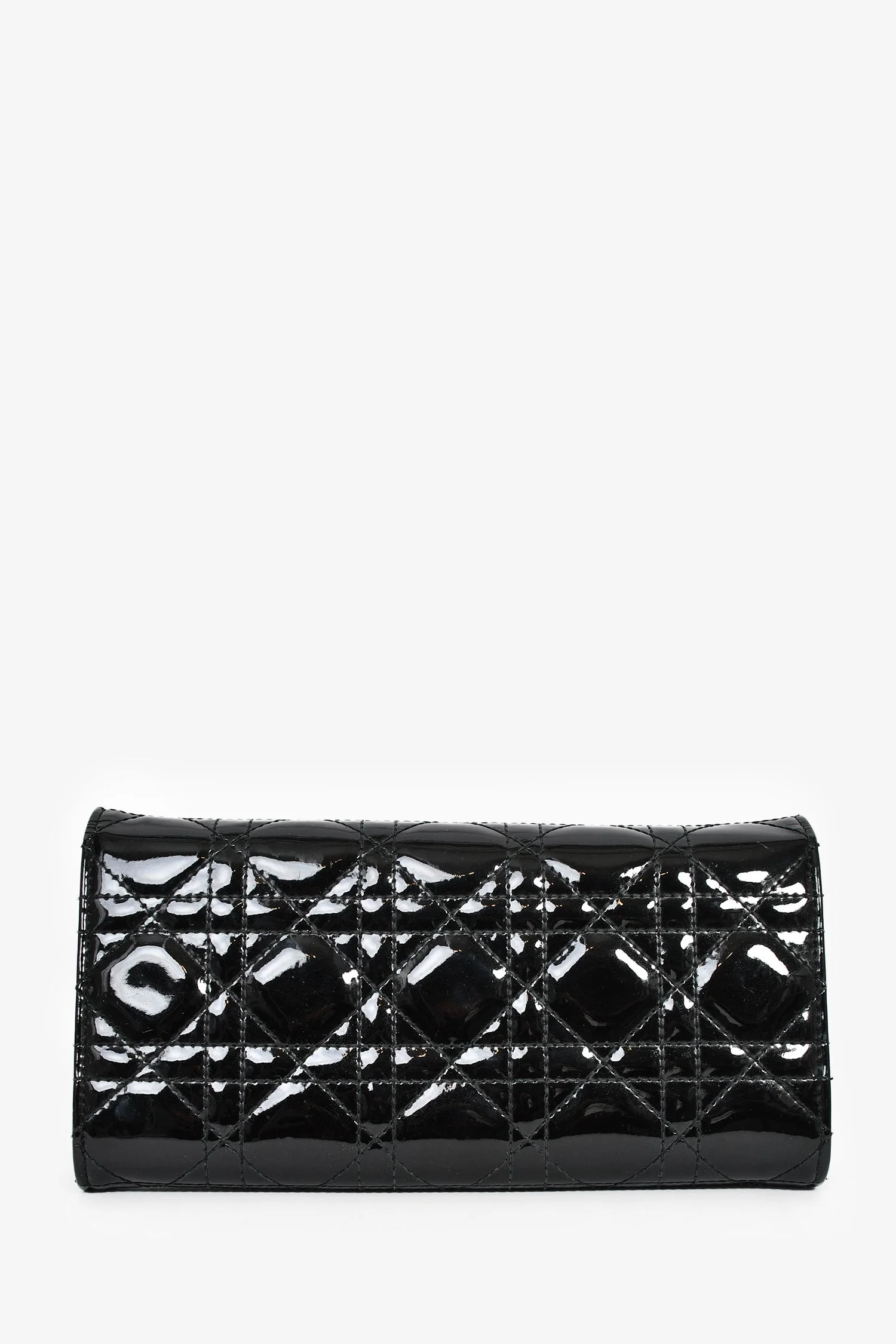 Christian Dior 2014 Black Cannage Patent Leather Lady Wallet On Chain - Image 2