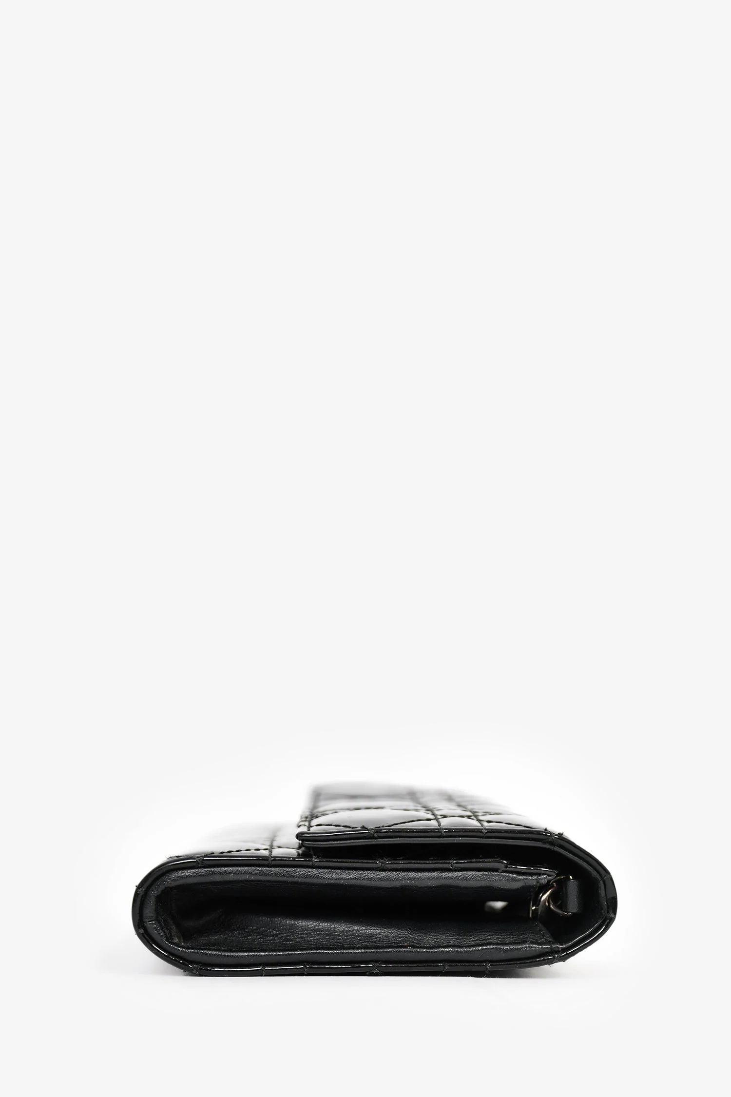 Christian Dior 2014 Black Cannage Patent Leather Lady Wallet On Chain - Image 3