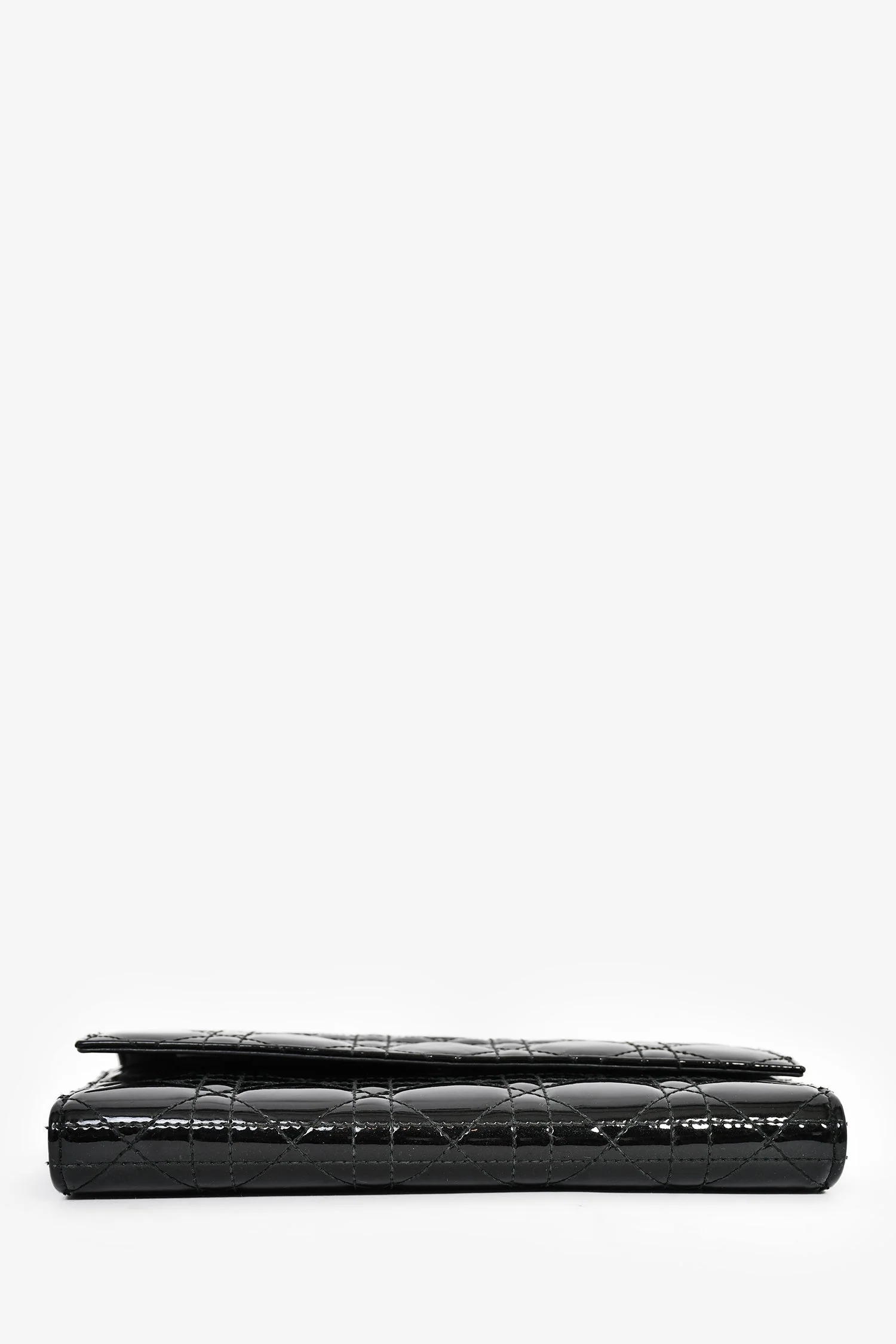 Christian Dior 2014 Black Cannage Patent Leather Lady Wallet On Chain - Image 5
